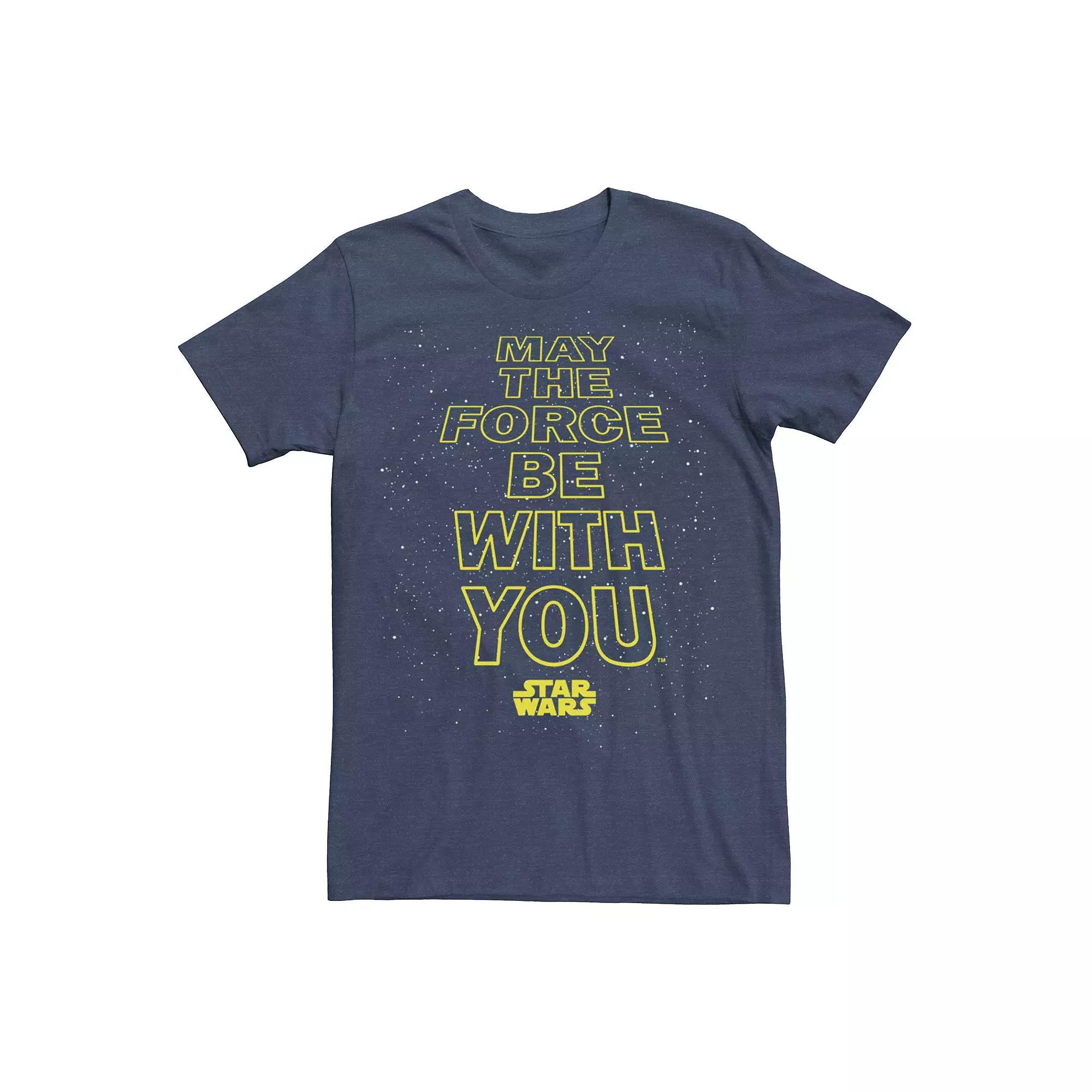 Men's Star Wars May The Force Be With You Classic Text Graphic Tee, Size: Medium, Navy Grey Product Image