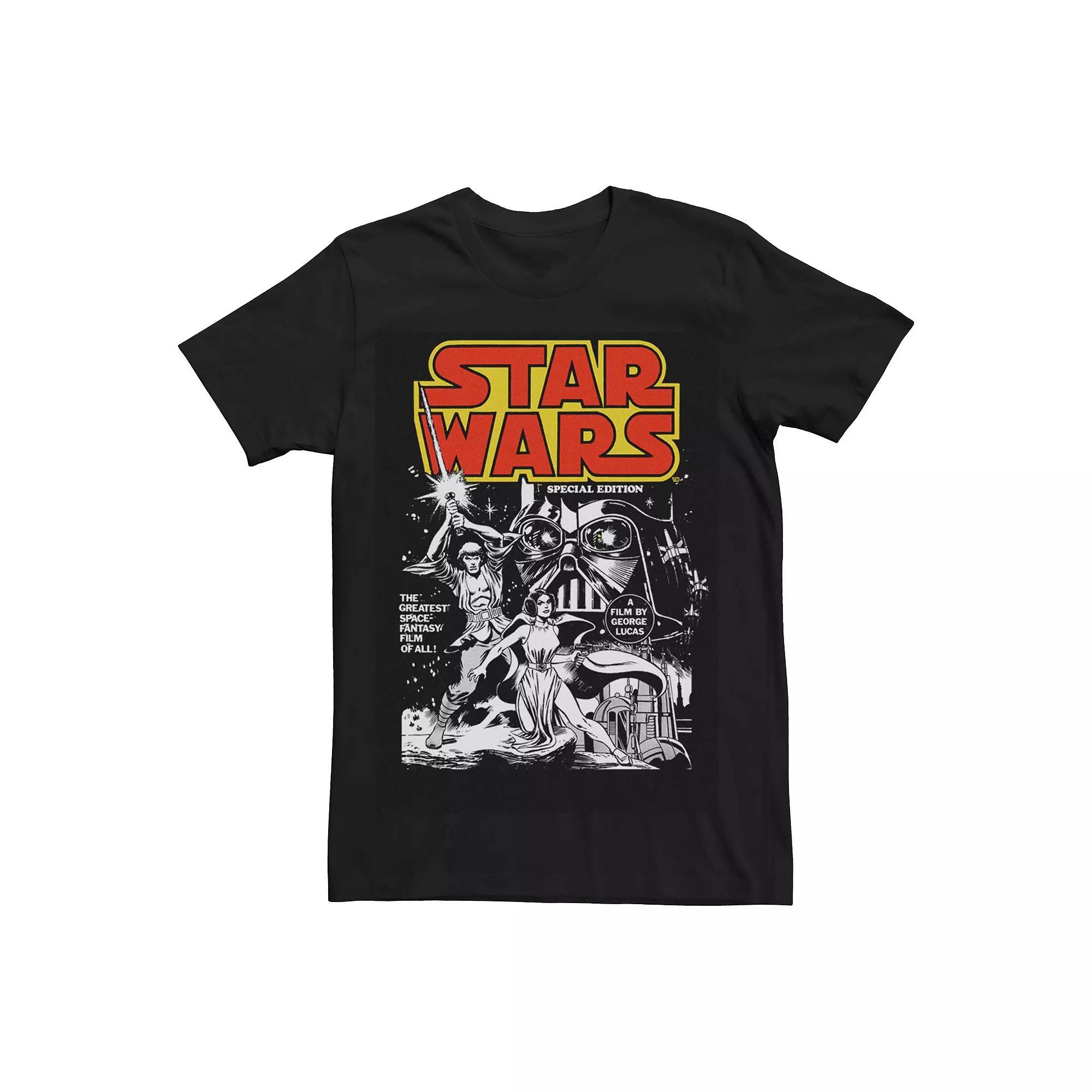 Men's Star Wars Vintage Black And White Cover Graphic Tee,  Product Image