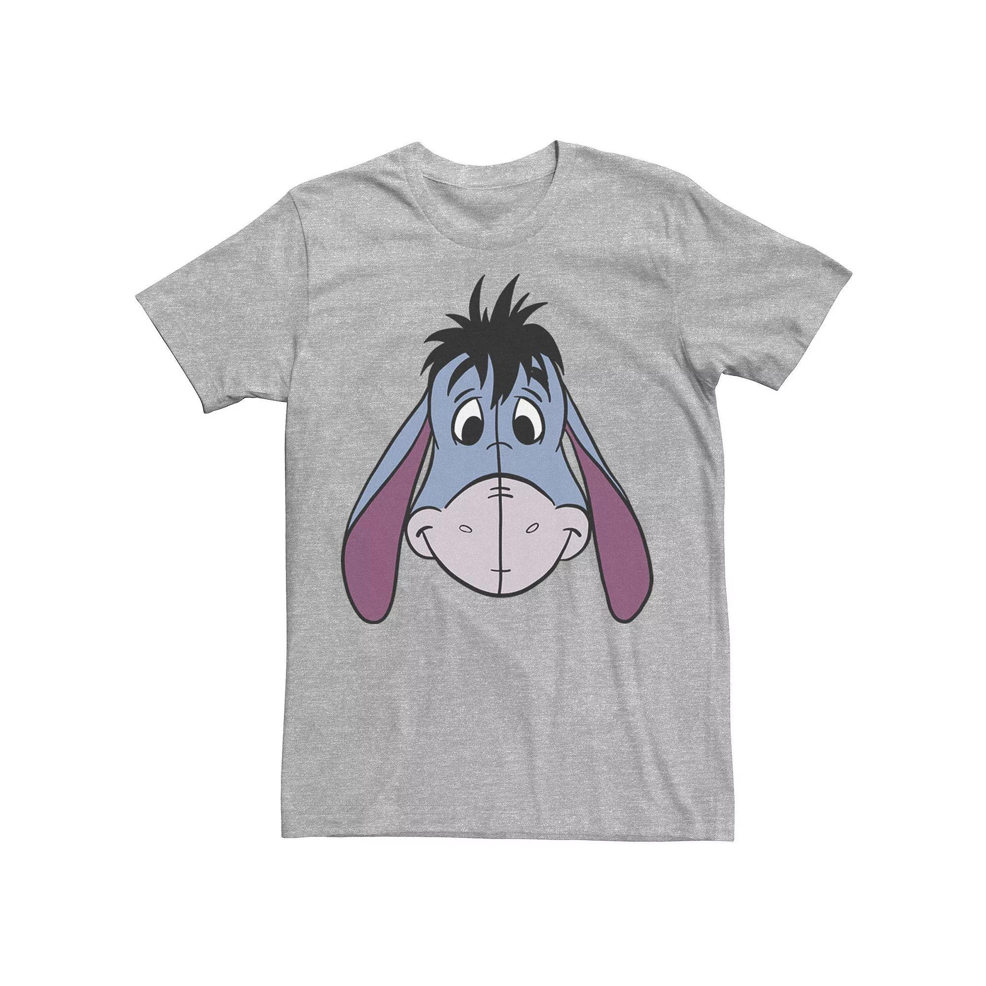 Disney's Winnie The Pooh Eeyore Men's Large Face Tee, Athletic Grey Product Image