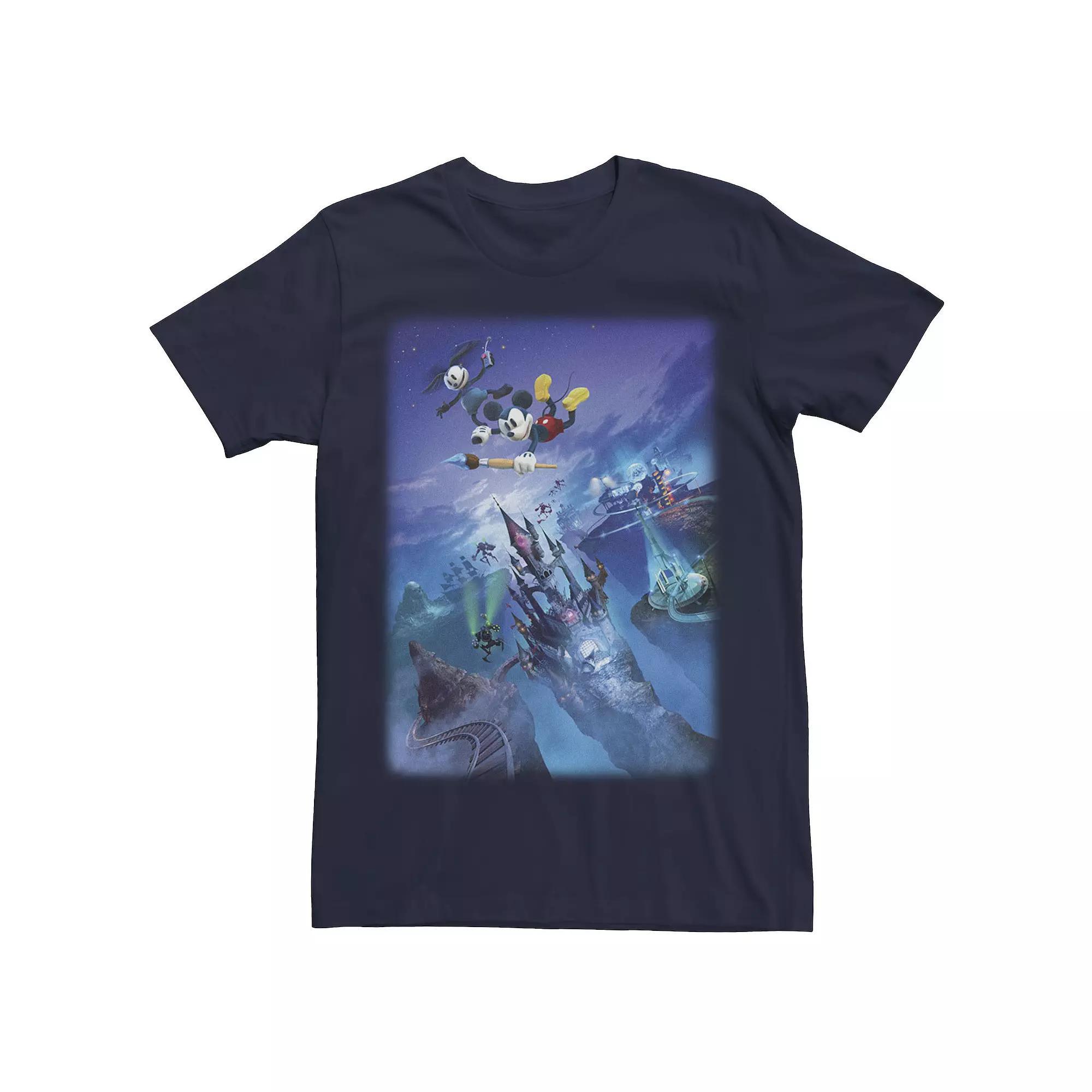 Disney's Epic Mickey Men's Gameplay Poster Tee, Size: XL, Blue Product Image