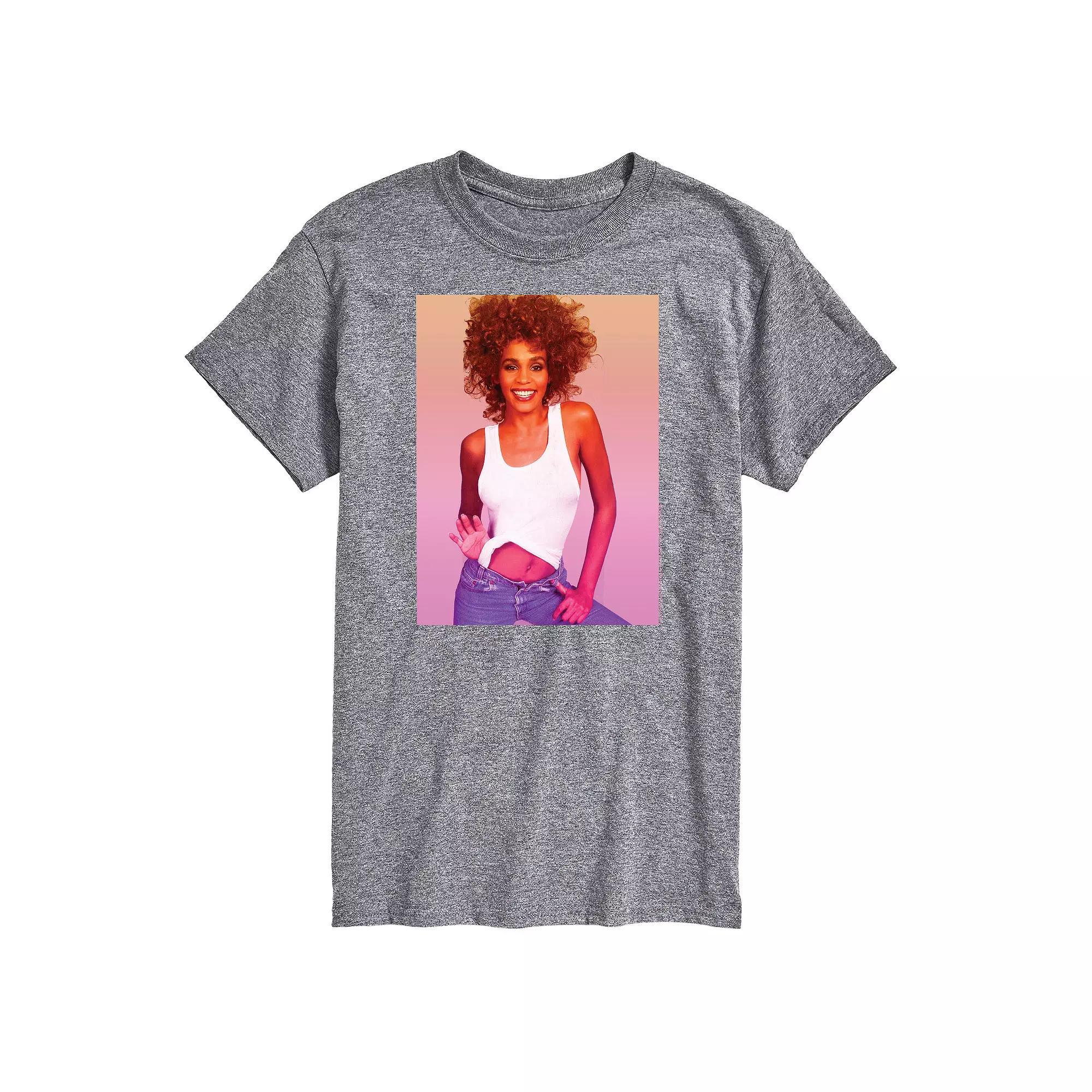 Big & Tall Whitney Houston Photo Tee, Men's, Size: 6XB, Athletic Grey Product Image