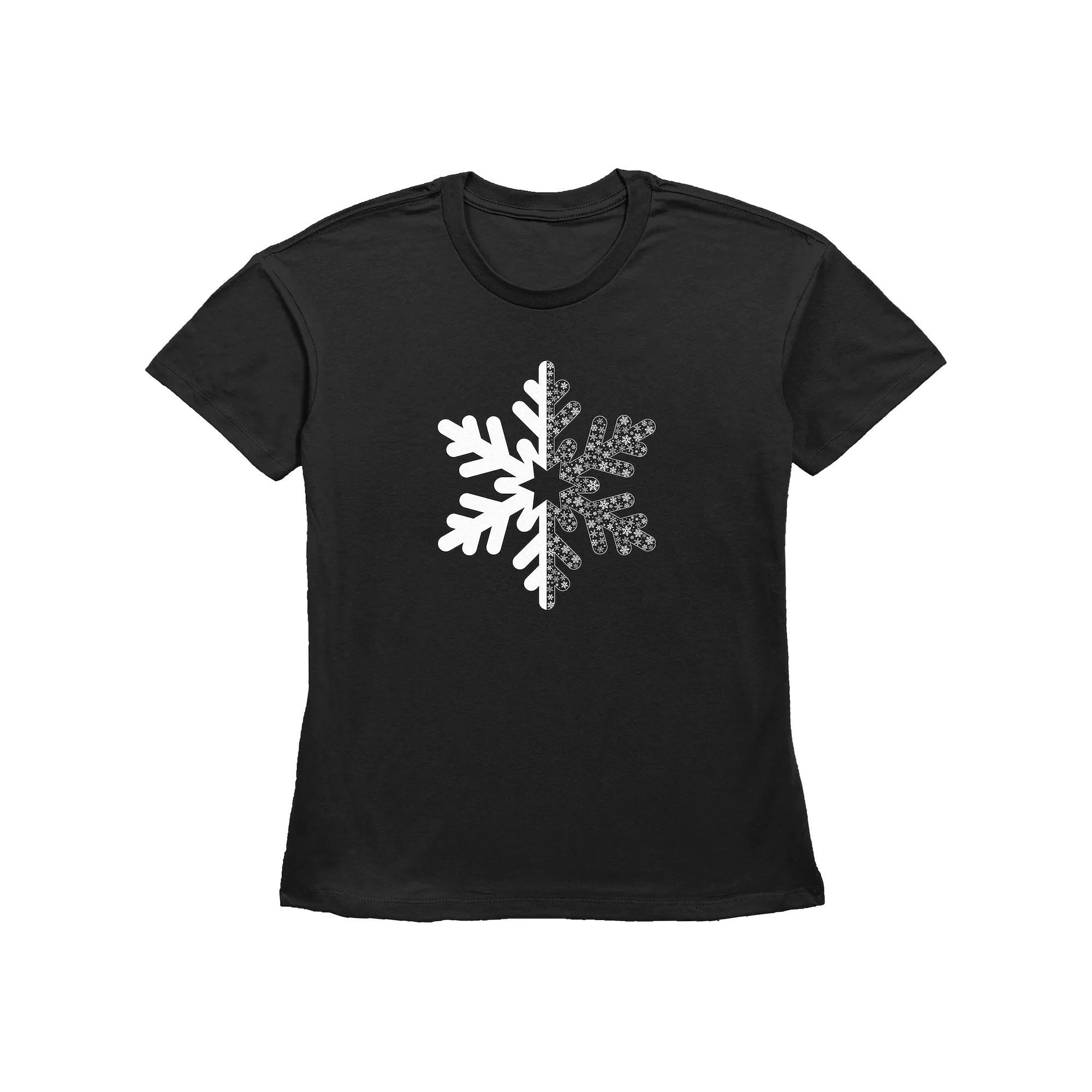 Women's Snowflake Graphic Tee, Size: XXL, Black Product Image