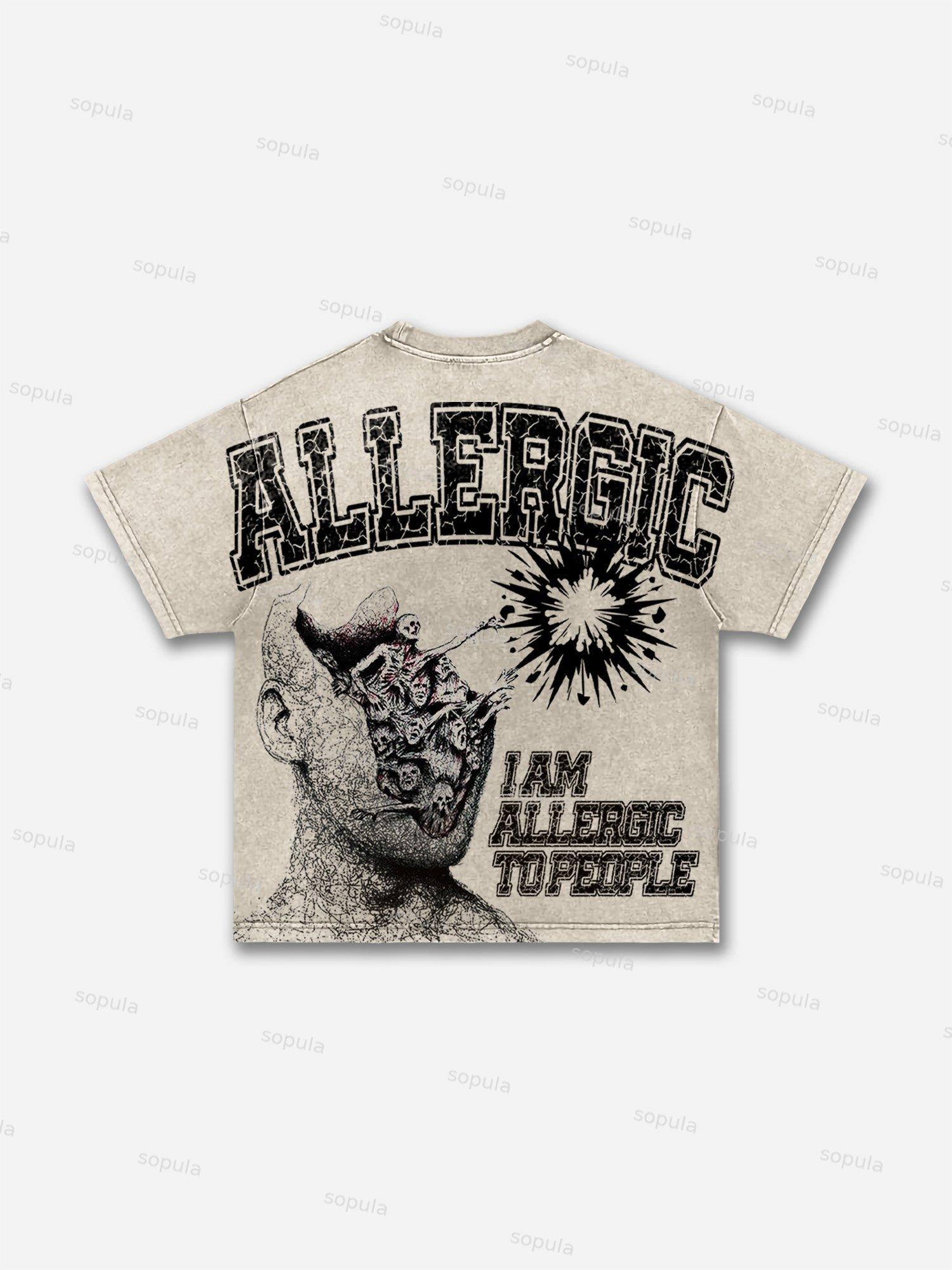 Men's I Am Allergic to People Graphic Vintage Wash T-Shirt Product Image