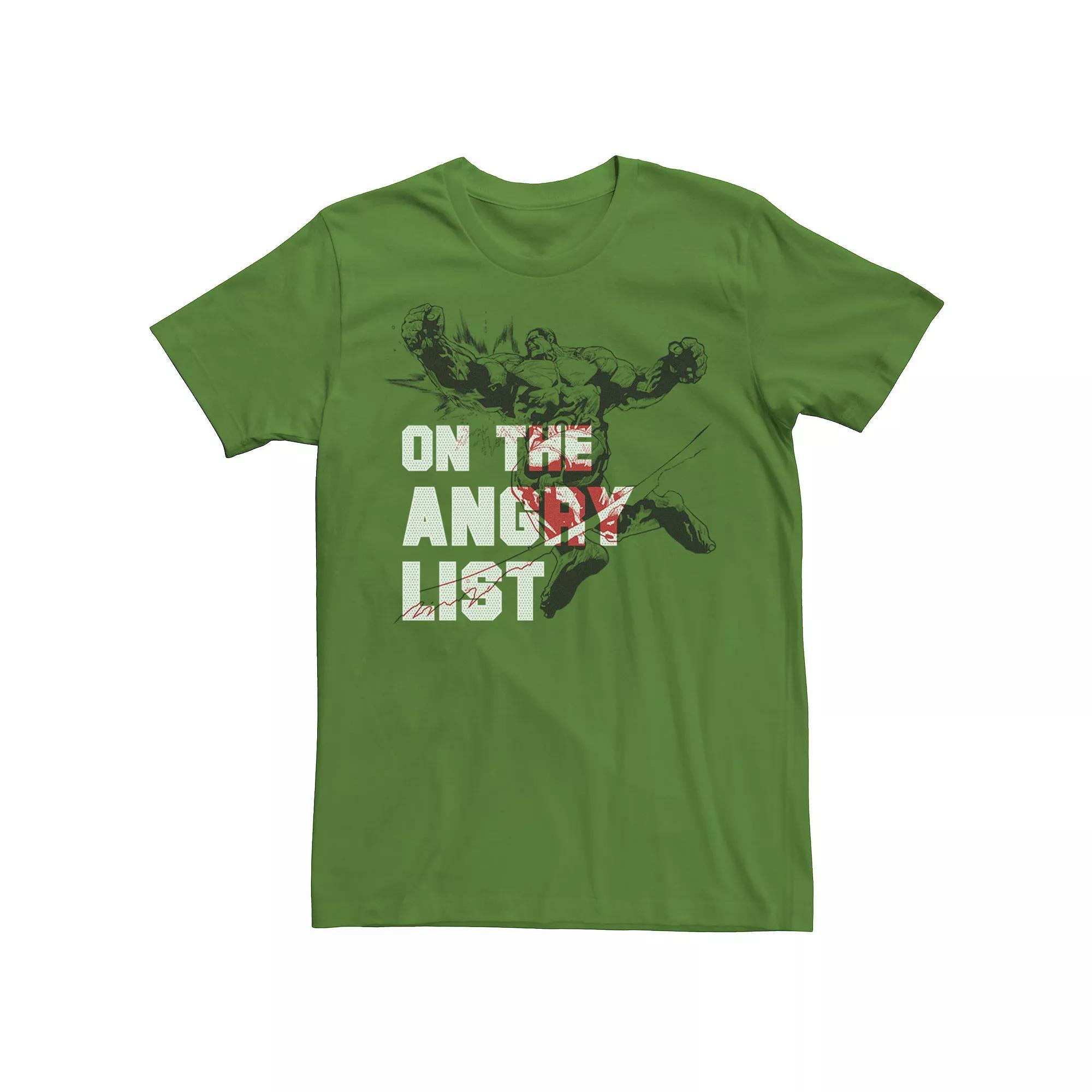 Men's Marvel Avengers The Hulk On The Angry List Christmas Tee, Size: XXL, Kelly Product Image