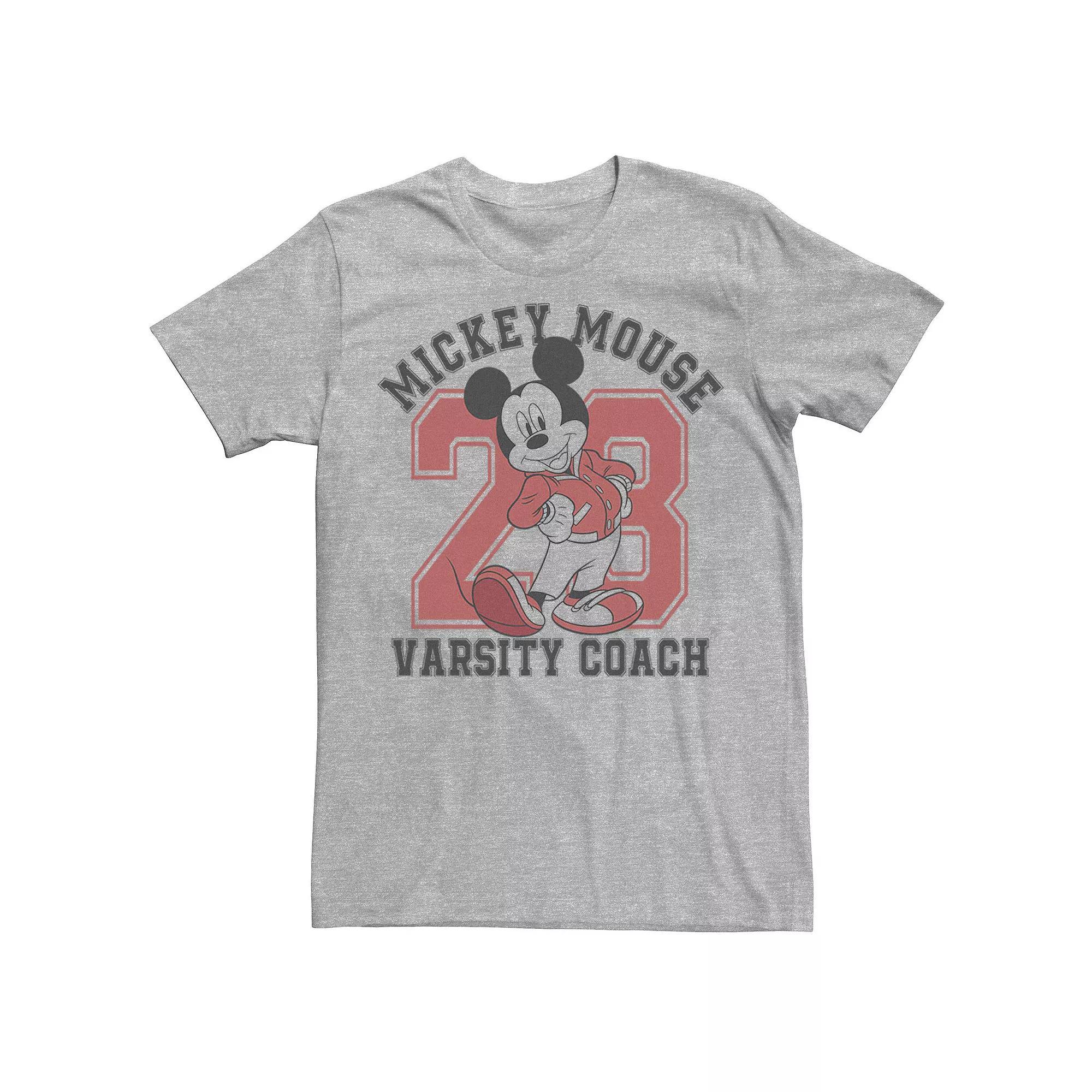 Disney's Mickey Mouse Varsity Coach Men's Tee, Size: Large, Athletic Grey Product Image
