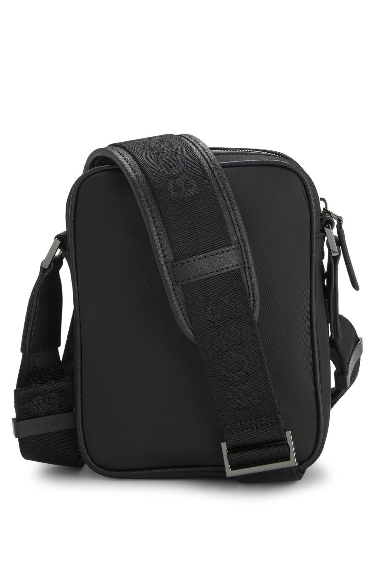 BOSS - Twill reporter bag with Double B monogram - Black Product Image