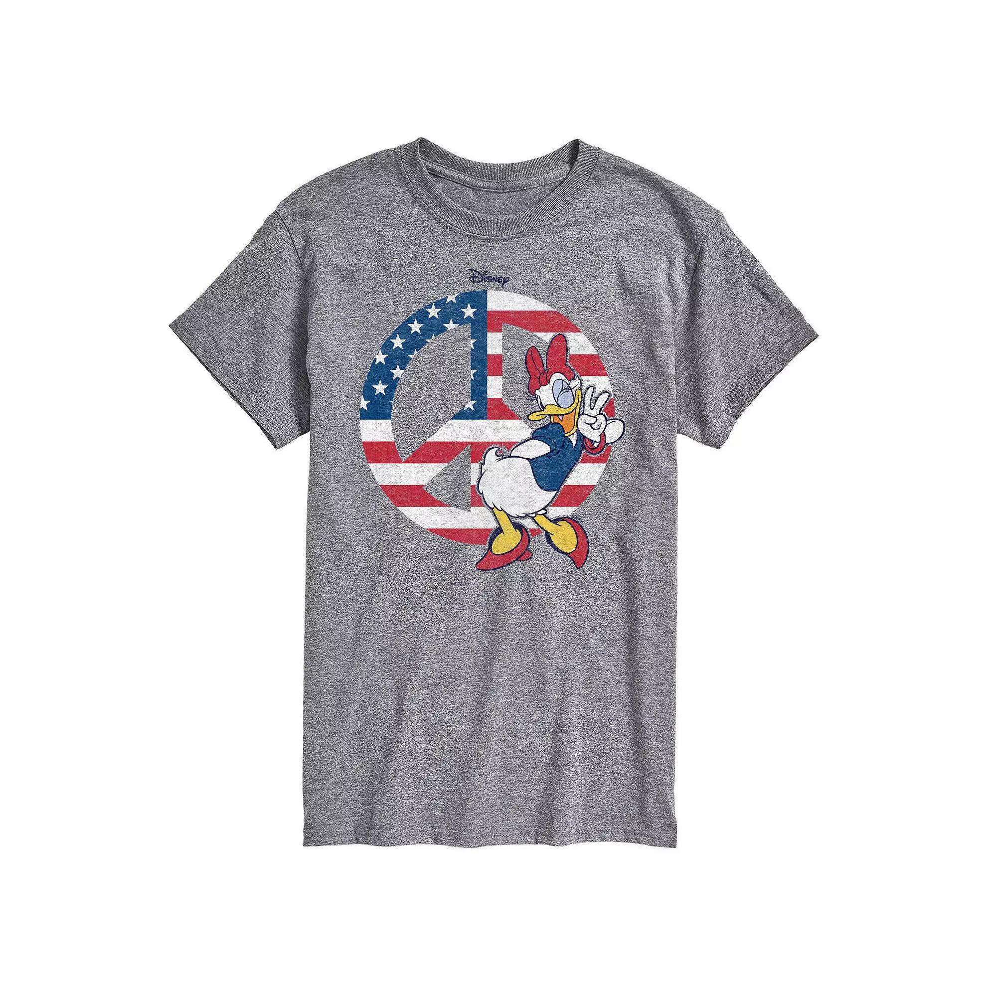 Disney's Daisy Duck Men's Americana Peace Sign Graphic Tee, Size: XL, Gray Product Image