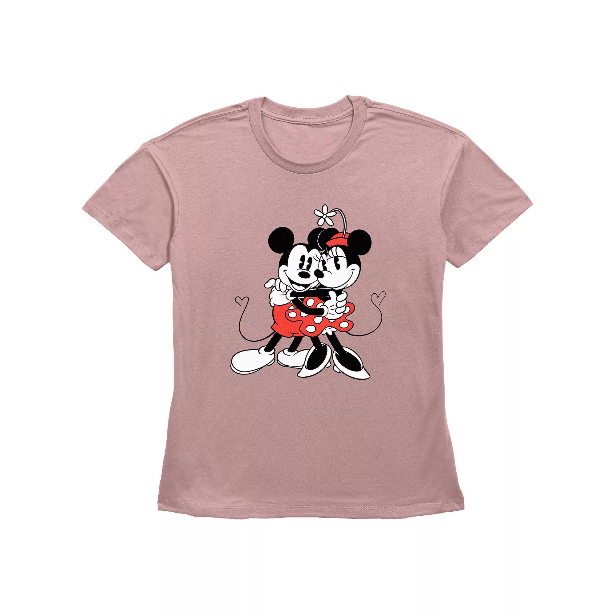 Disneys Mickey Mouse And Minnie Mouse Sweet Hug Womens Graphic Tee Product Image