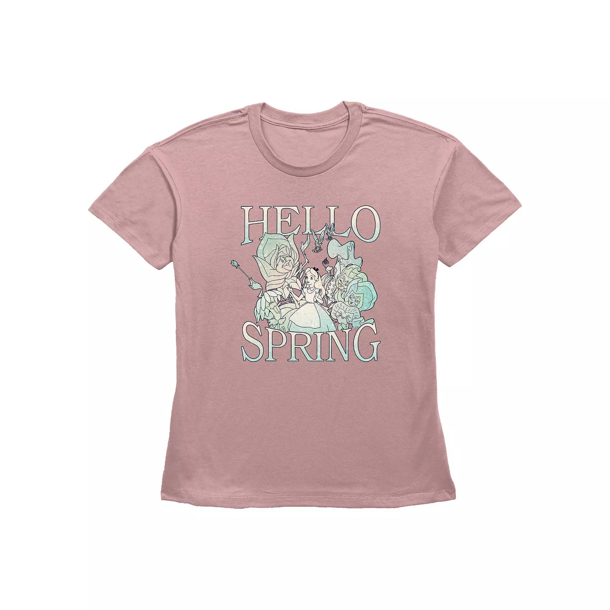 Disney's Alice In Wonderland Hello Spring Women's Graphic Tee, Size: XS, Desert Pink Product Image