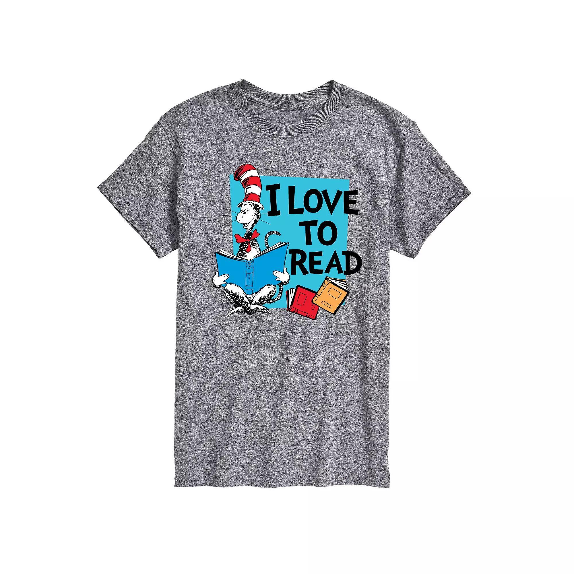 Men's Dr. Seuss The Cat in the Hat I Love To Read Graphic Tee, Size: XXL, Grey Gray Product Image