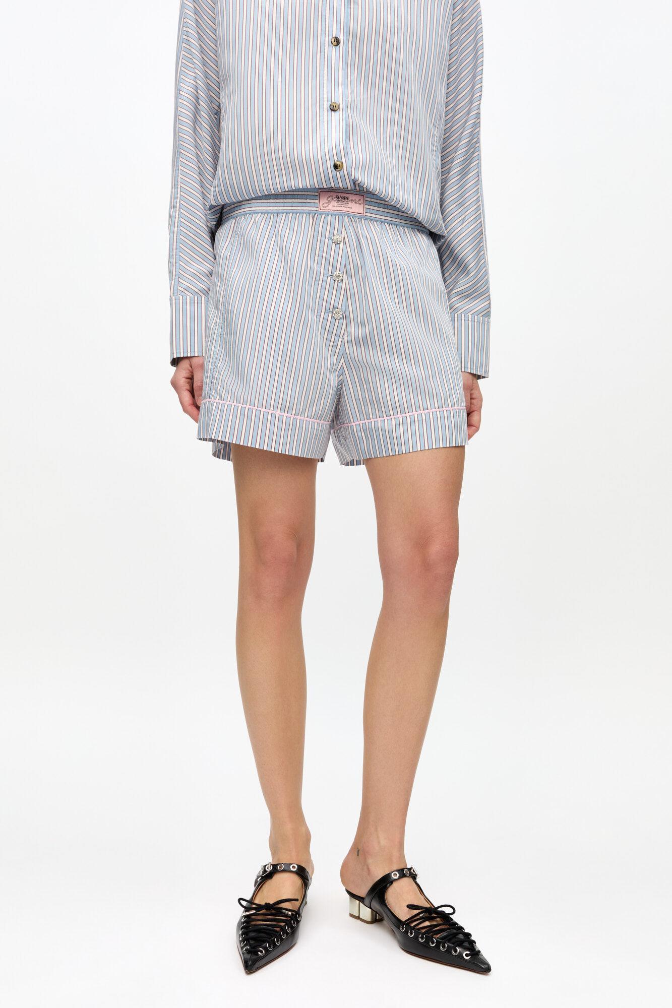 Candy-Striped Elasticated Shorts Product Image