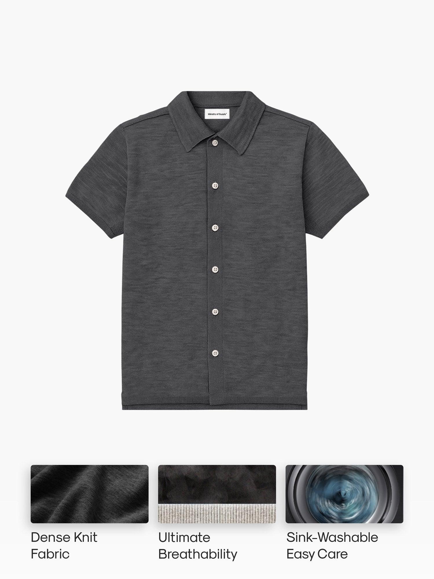 Men's Labs 3D Print-Knit Short Sleeve Shirt - Slate Grey Product Image