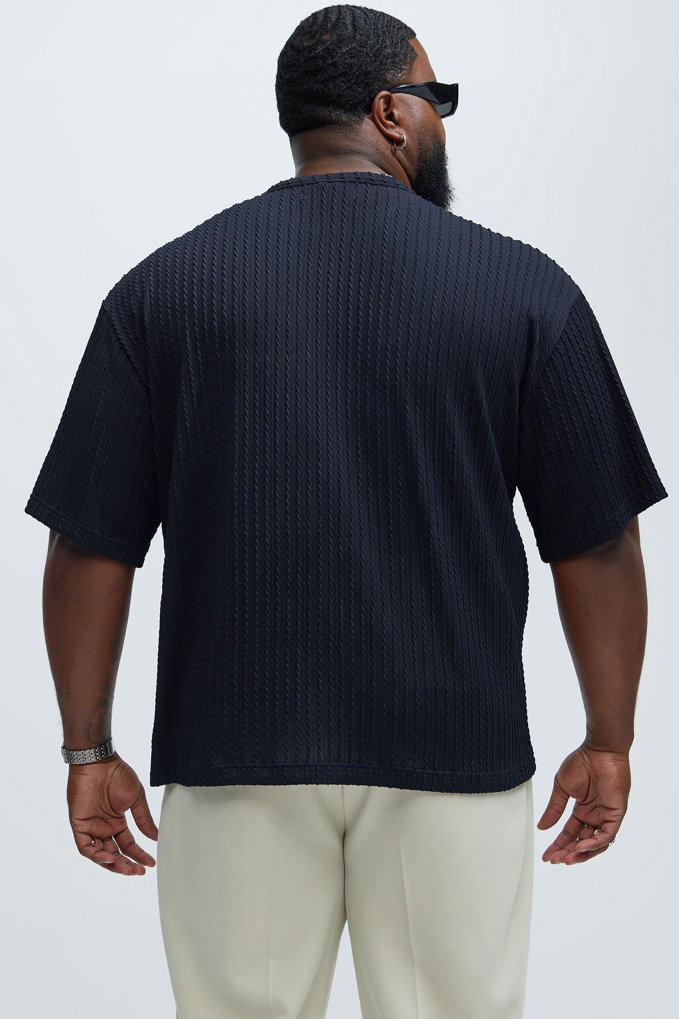 Rope Textured Relaxed Tee - Navy Product Image
