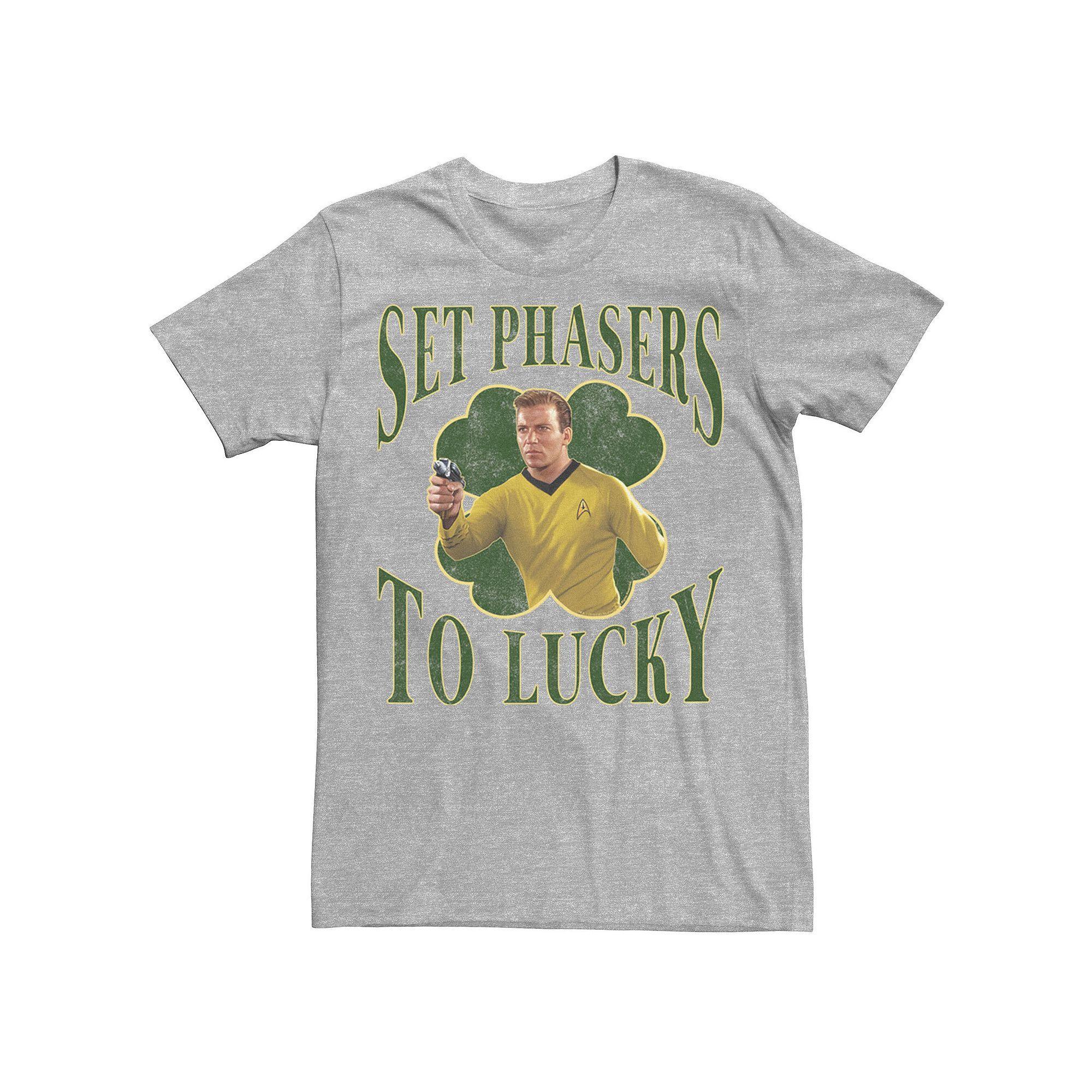 Men's Star Trek Next Generation Set Phasers To Lucky Tee, Size: XXL, Athletic Grey Product Image