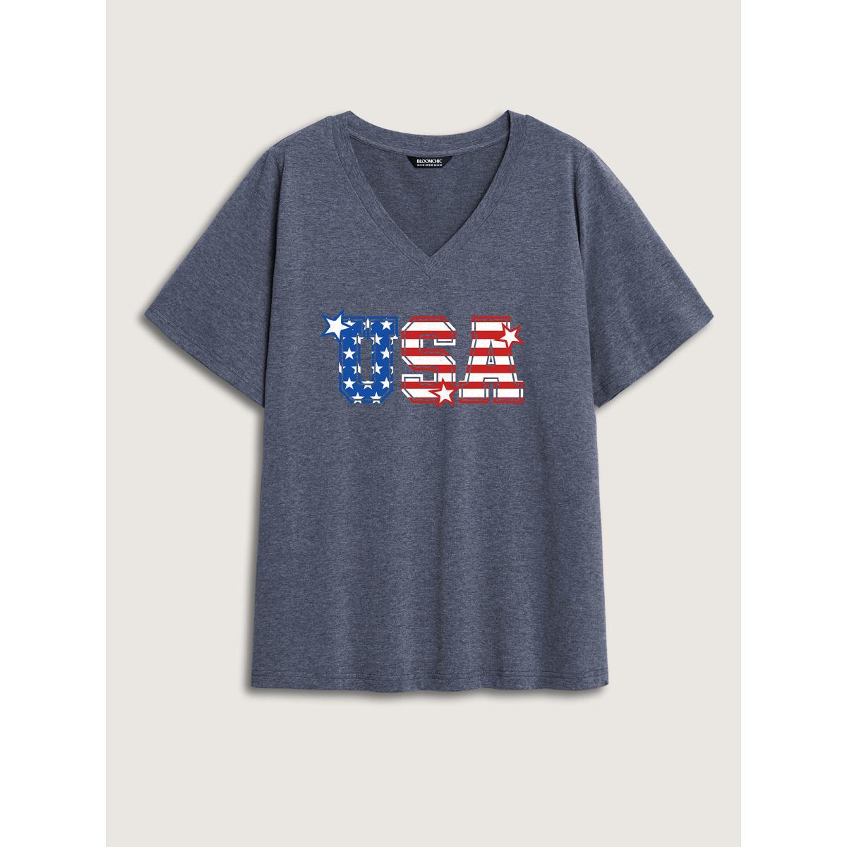 Plus Size Sunkissed Forever Round Neck T-Shirt Indigo Women Non Natural Flowers Round Neck Casual T-shirts BloomChic 26/4X Product Image