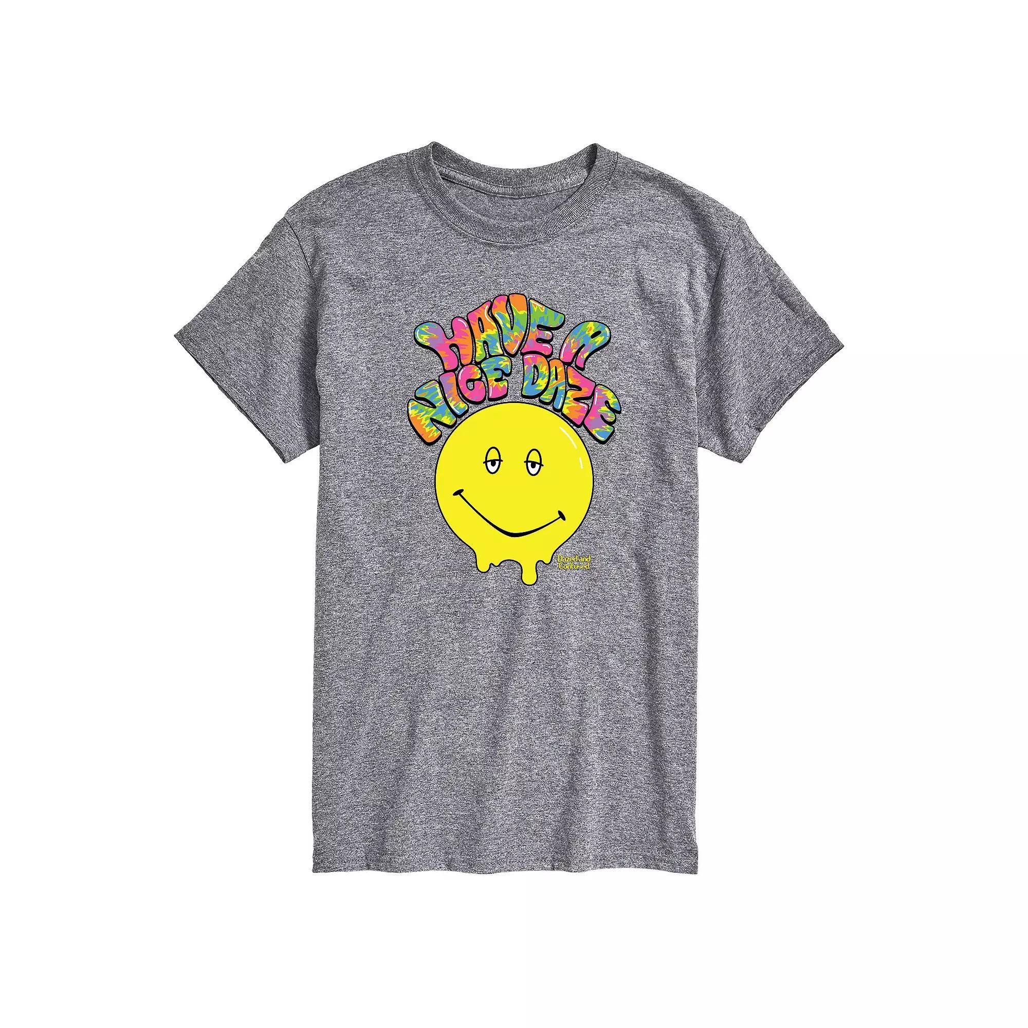 Men's Dazed and Confused Have A Nice Daze Smiley Graphic Tee, Size: Small, Athletic Grey Product Image