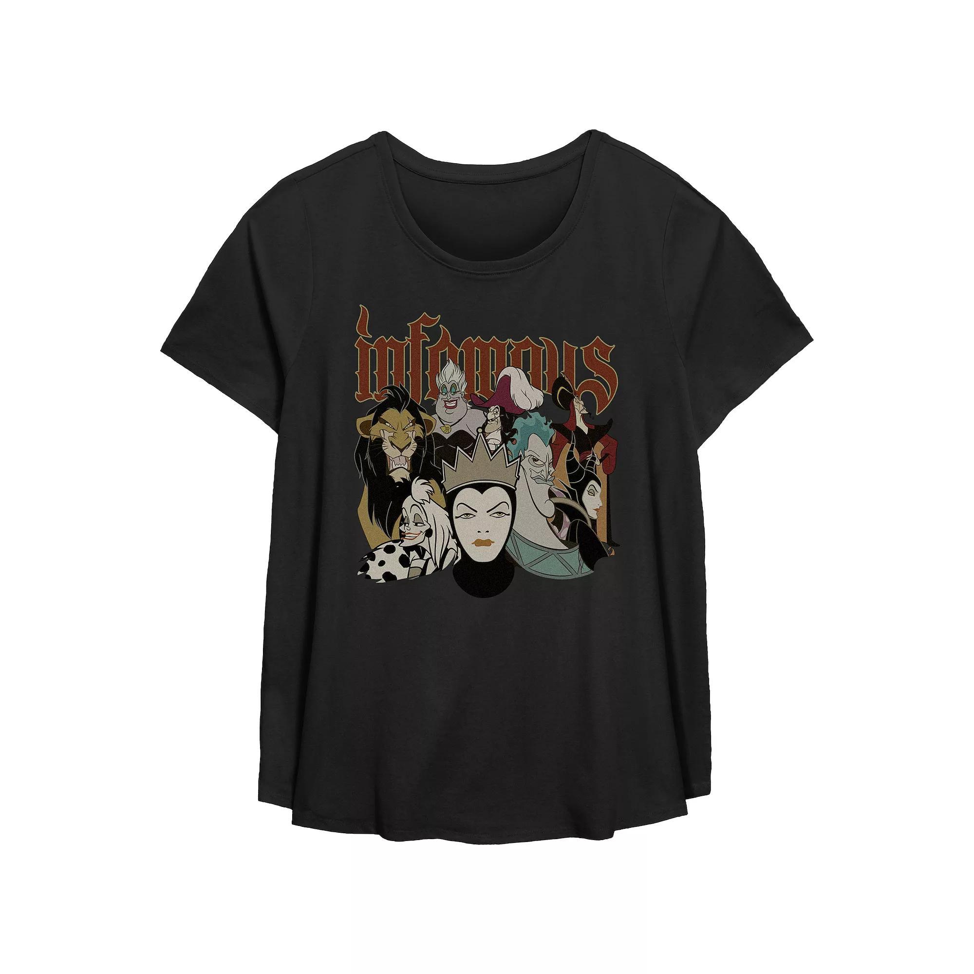 Disney Villains Infamous Characters Plus Size Flowy Graphic Tee, Women's, Size: 0X, Black Product Image