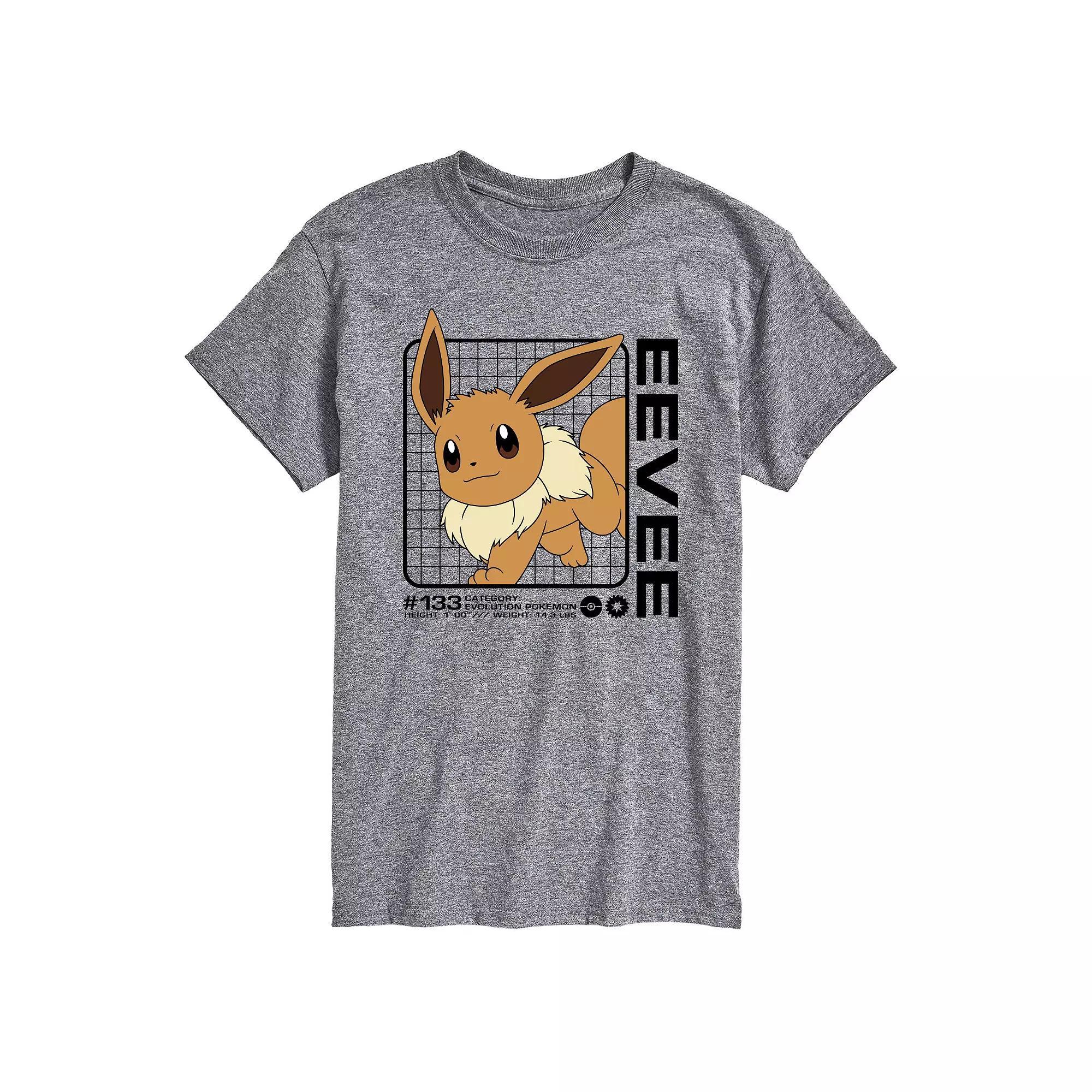 Big & Tall Pokemon Eevee's Stats Graphic Tee, Men's, Size: Large Tall, Gray Product Image