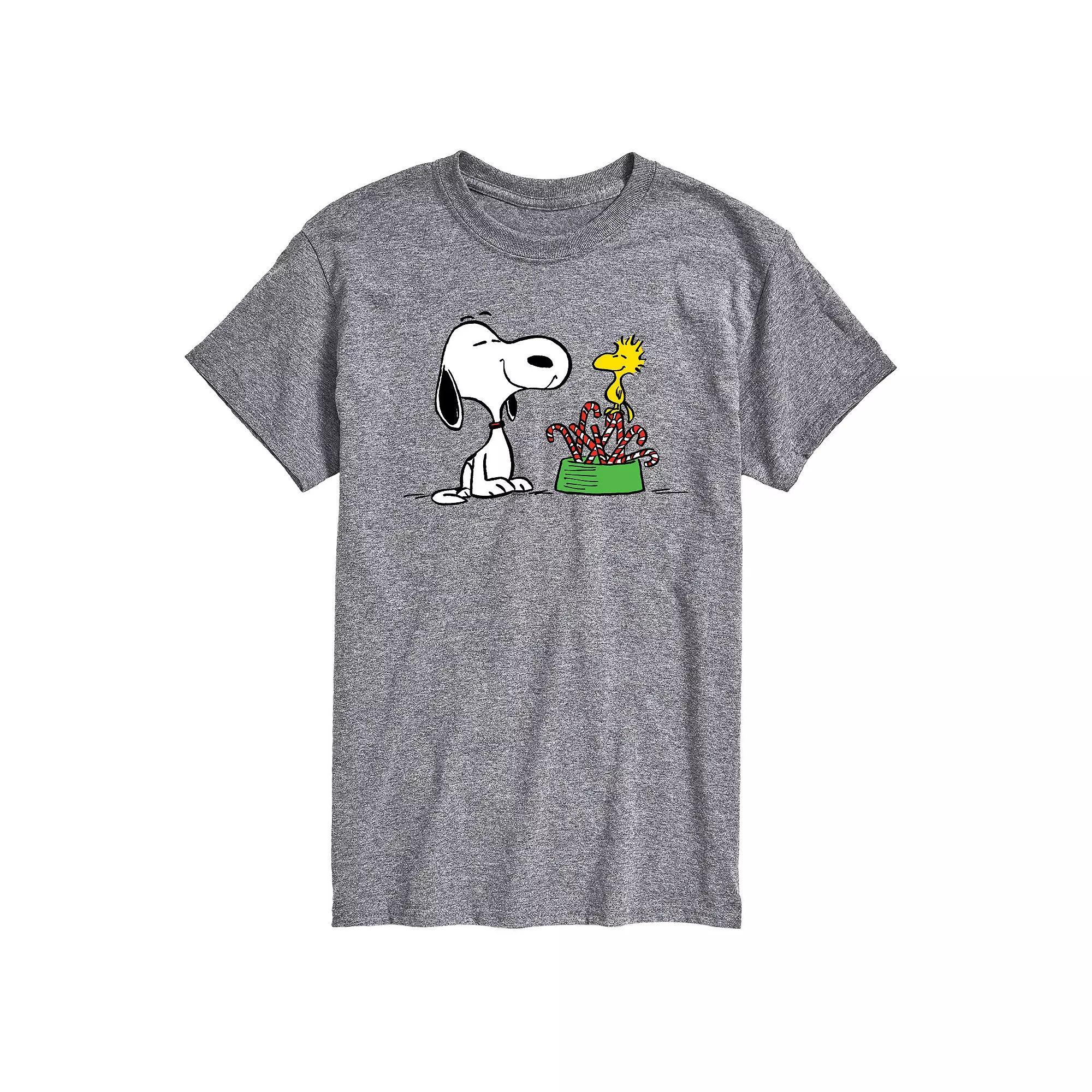 Big & Tall Peanuts Snoopy & Woodstock Candy Canes Graphic Tee, Men's, Size: 3XL Tall, Grey Gray Product Image