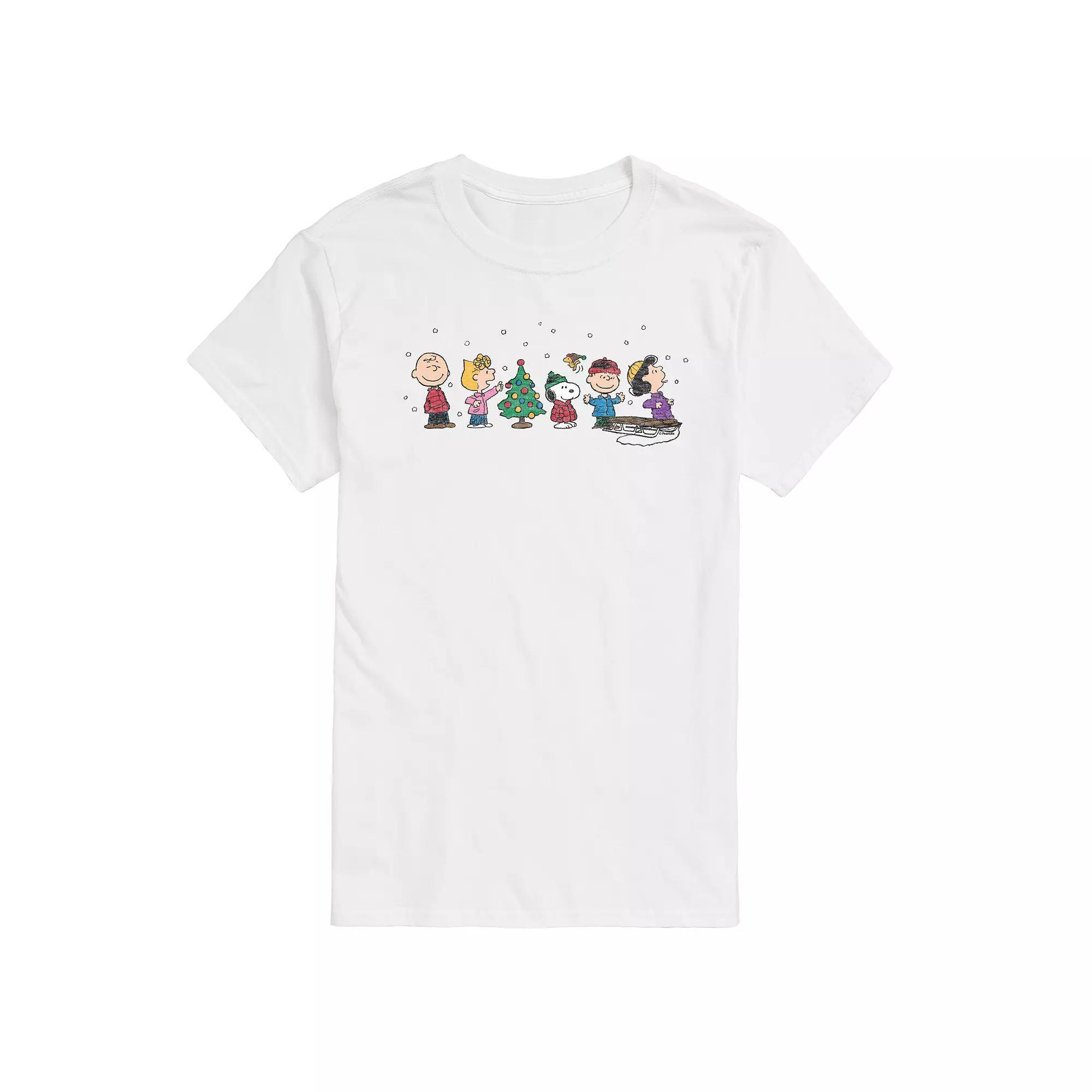 Men's Peanuts Christmas Group Graphic Tee, Size: Medium, White Product Image