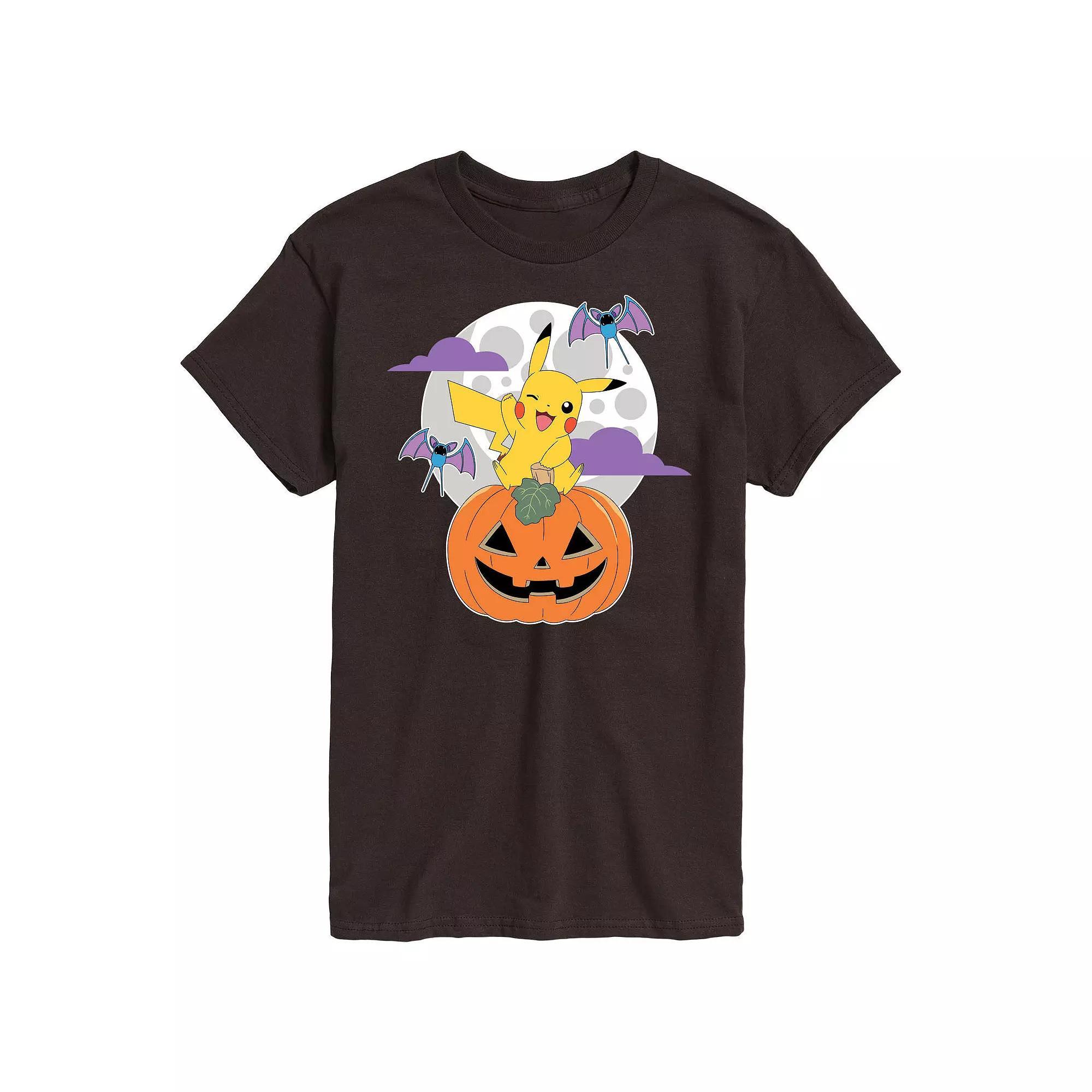Men's Pokemon Pikachu Pumpkin With Moon Graphic Tee,  Product Image