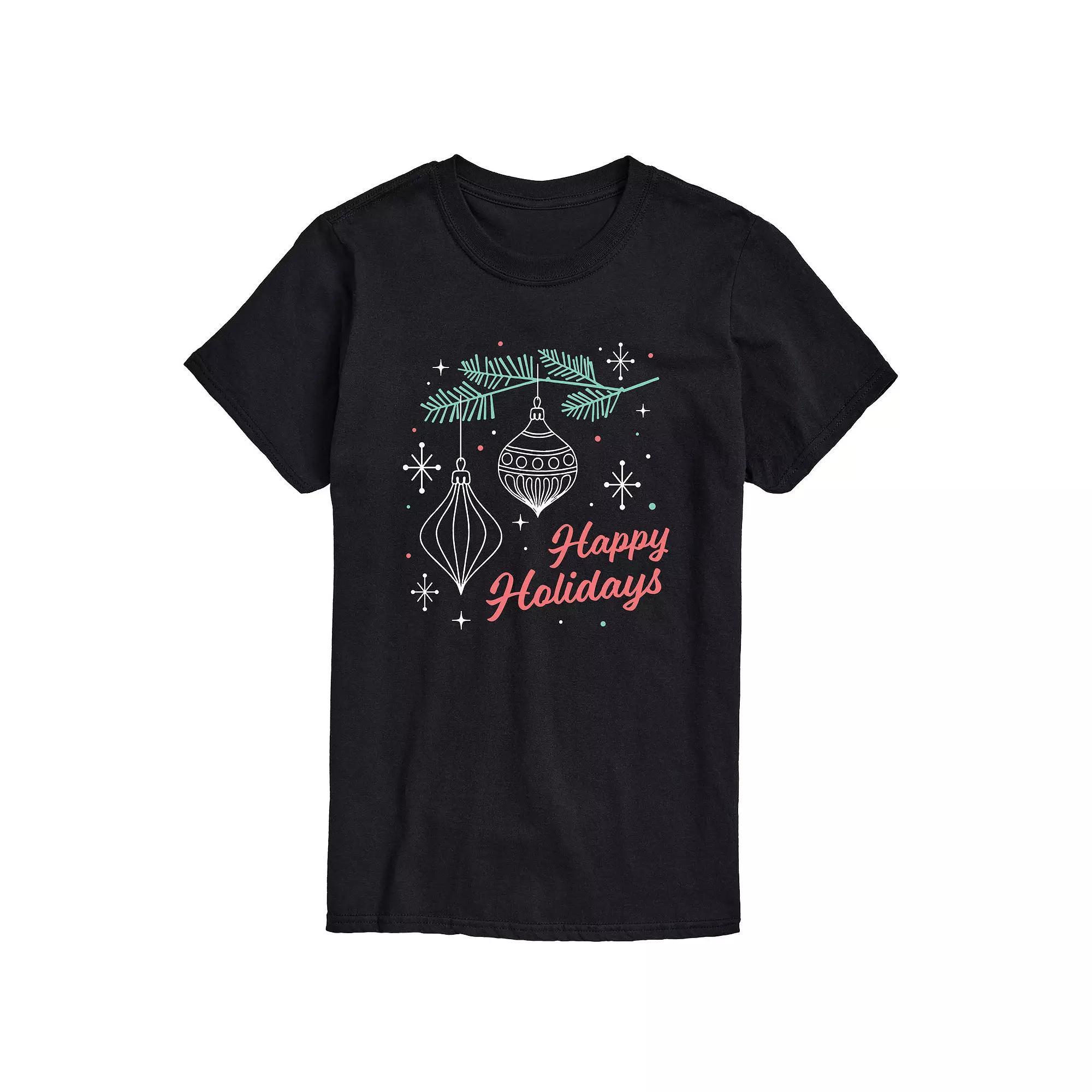 Men's Happy Holidays Retro Tee, Size: Medium, Black Product Image