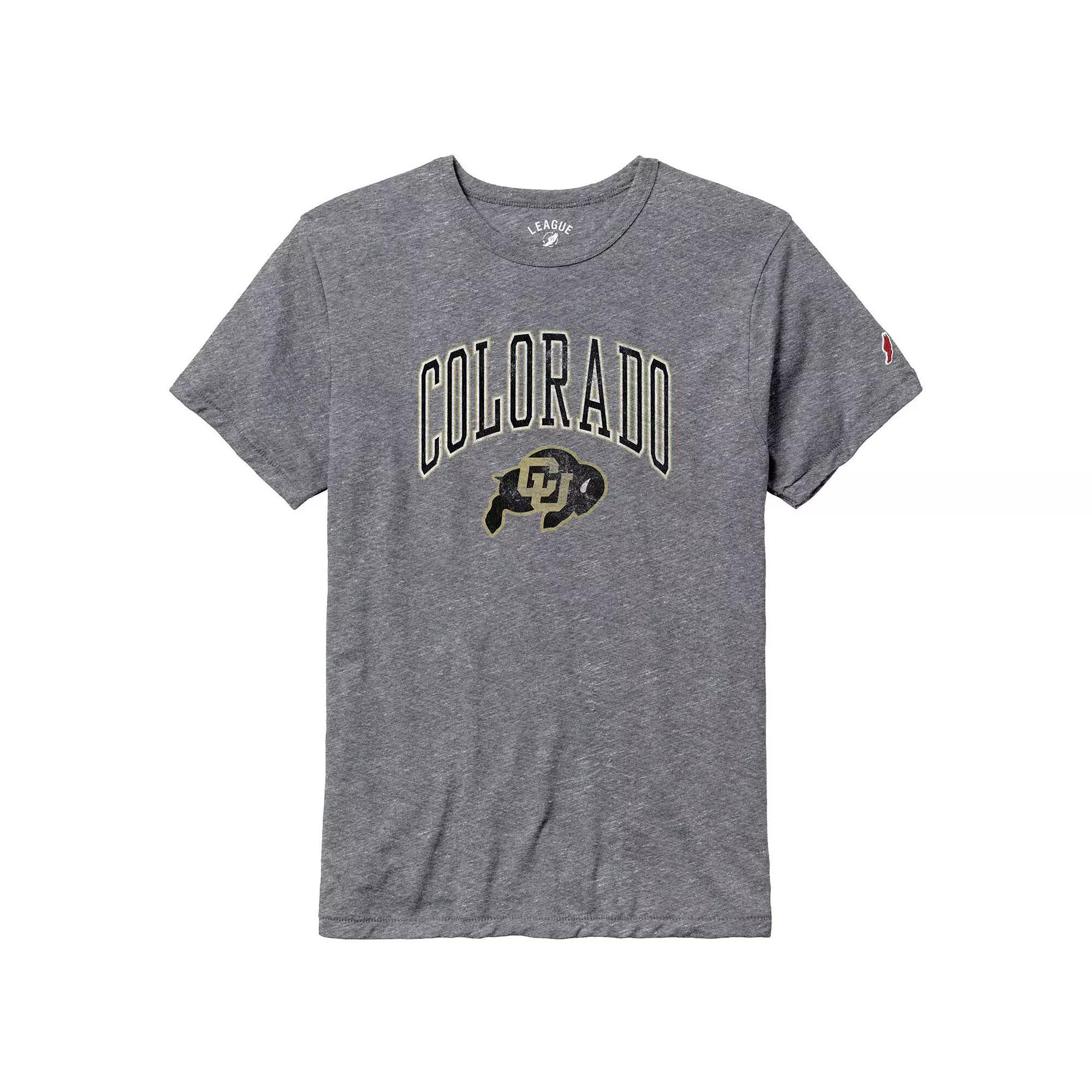 Men's League Collegiate Wear Heather Gray Colorado Buffaloes Tall Arch Victory Falls Tri-Blend T-Shirt,  Product Image
