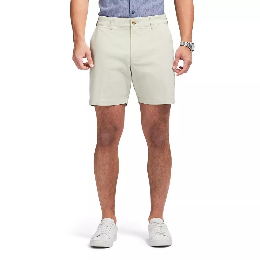 Men's IZOD Saltwater Flat Front Chino Shorts, Size: 32, Silver Birch Product Image