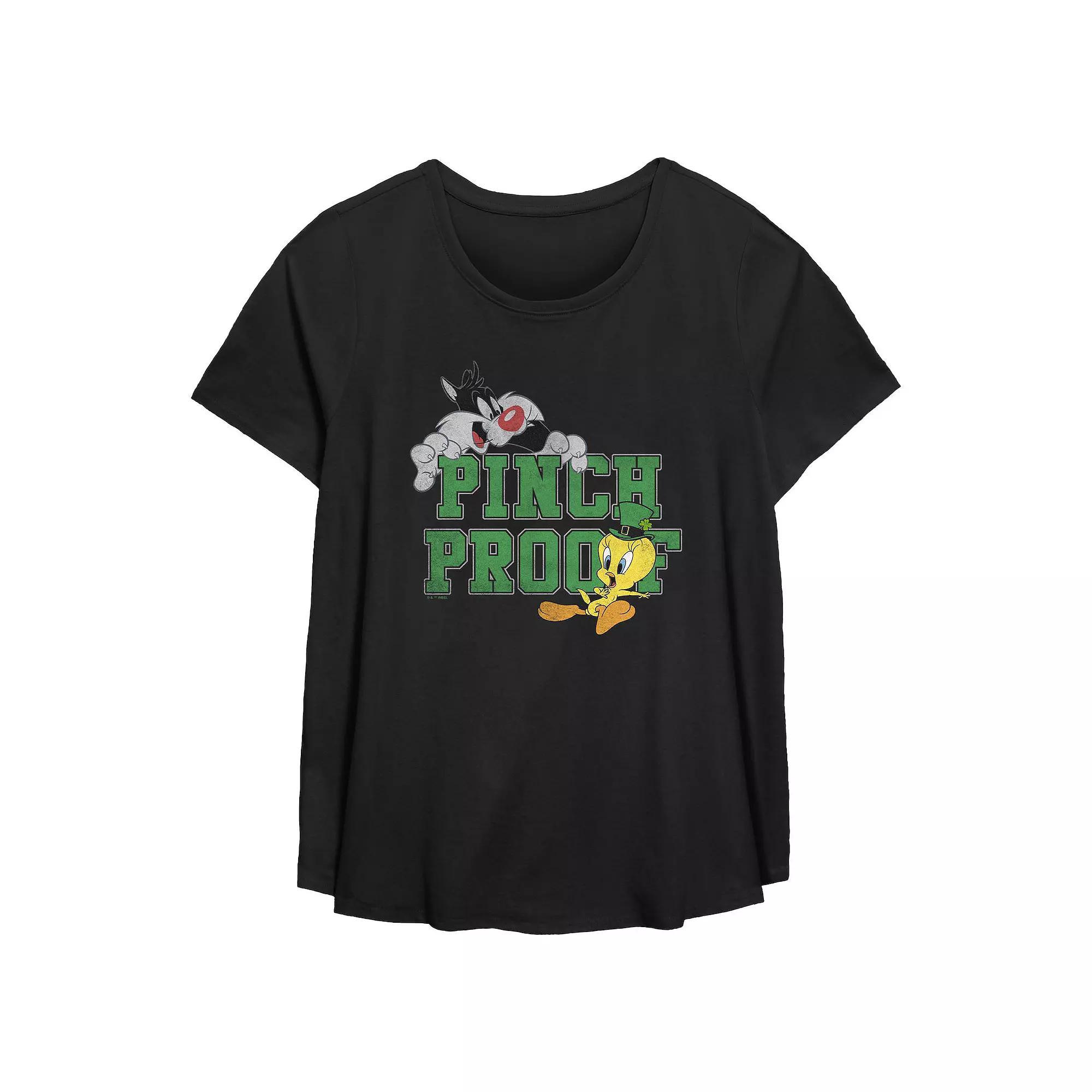 Plus Size Looney Tunes Sylvester And Tweety Bird Pinch Proof Flowy Graphic Tee, Women's, Size: 4XL, Black Product Image