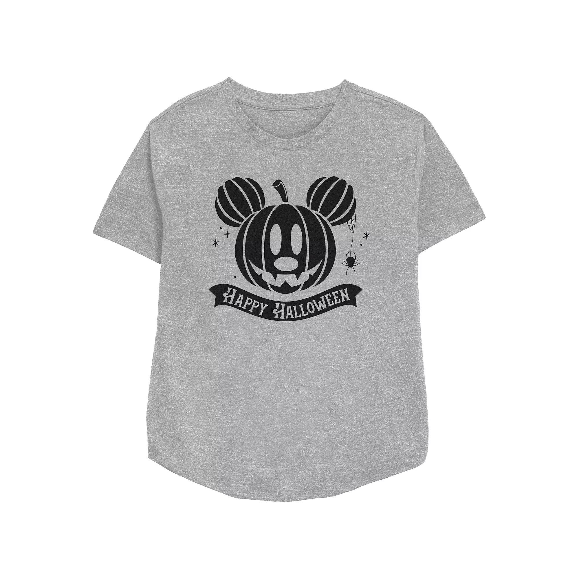 Disney's Mickey Mouse Jack O Lantern Happy Halloween Women's Relaxed Fit Graphic Tee,  Product Image