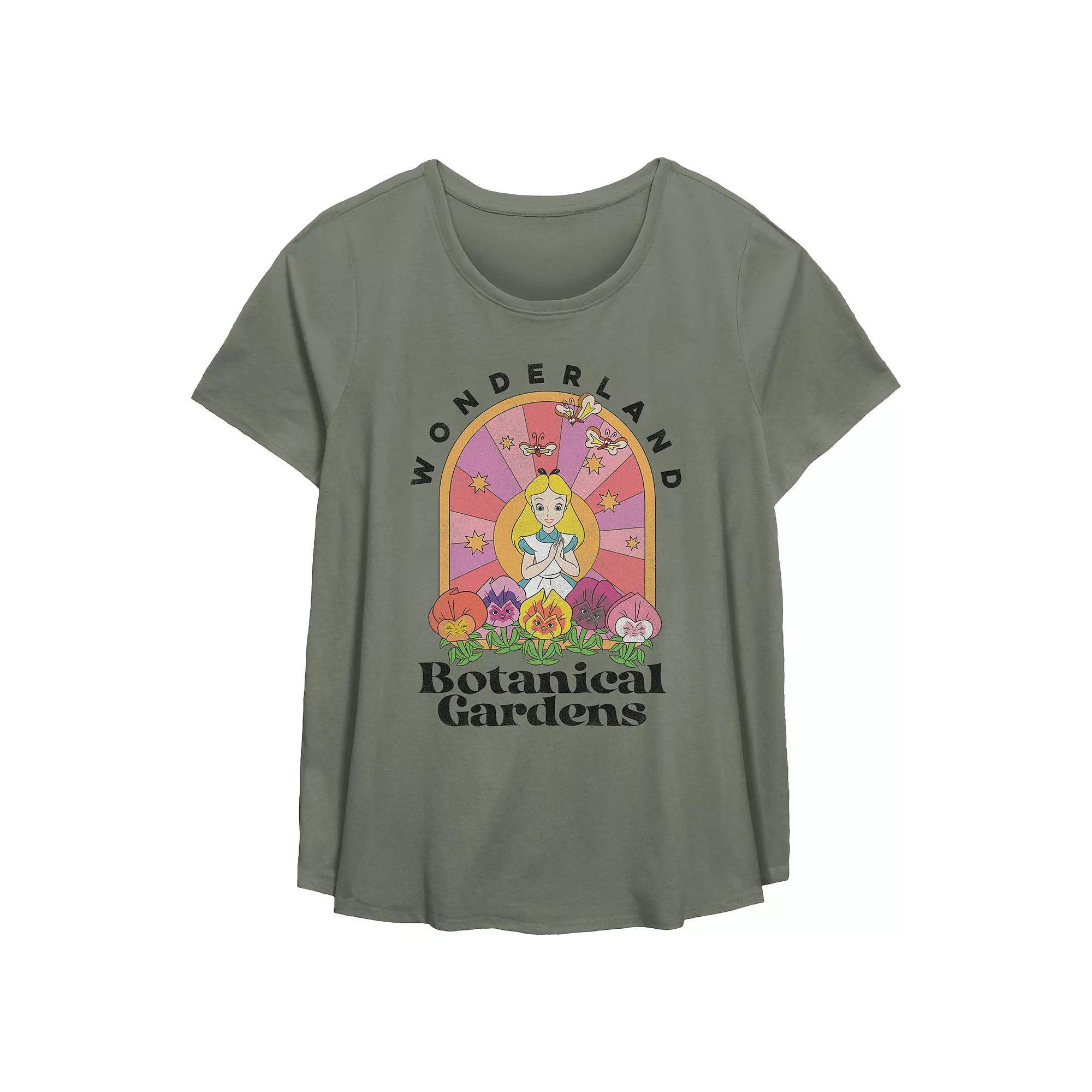 Disney's Alice In Wonderland Botanical Gardens Plus Size Flowy Graphic Tee, Women's, Size: 4XL, Green Product Image