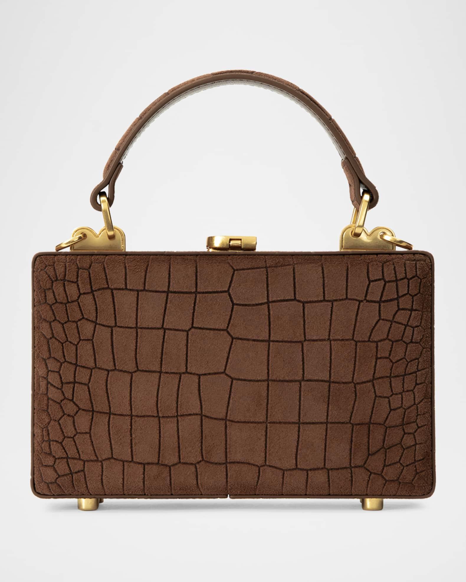 Croc-Embossed Suede Top-Handle Bag Product Image