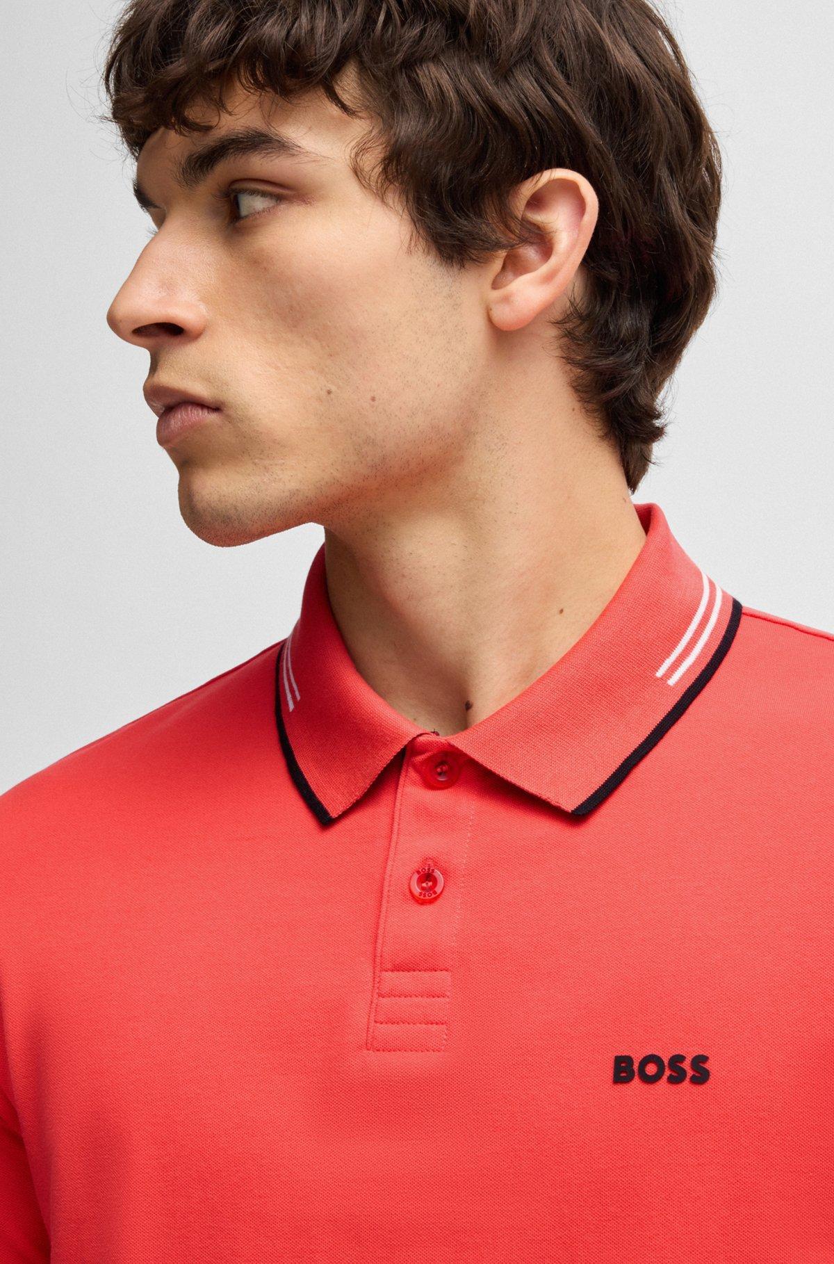 Stretch-cotton slim-fit polo shirt with branding Product Image
