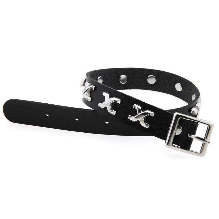 Lettering Faux Leather Choker Product Image