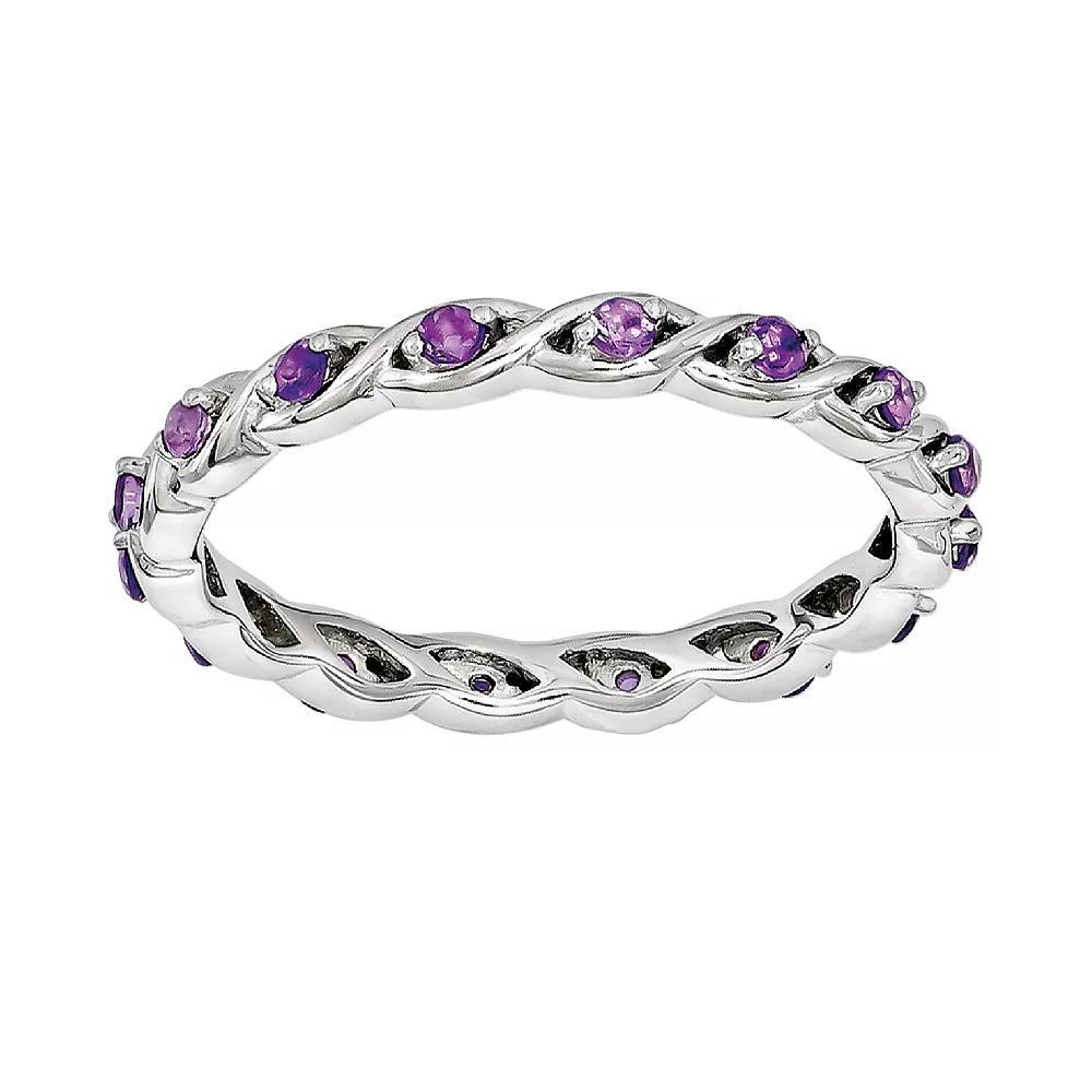 Stacks & Stones Sterling Silver Lab-Created Ruby Stack Ring, Women's,  Product Image