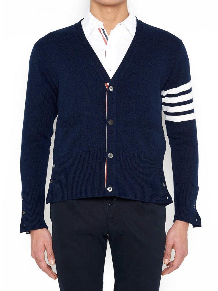 THOM BROWNE Four Bar Cashmere Cardigan In Navy Product Image