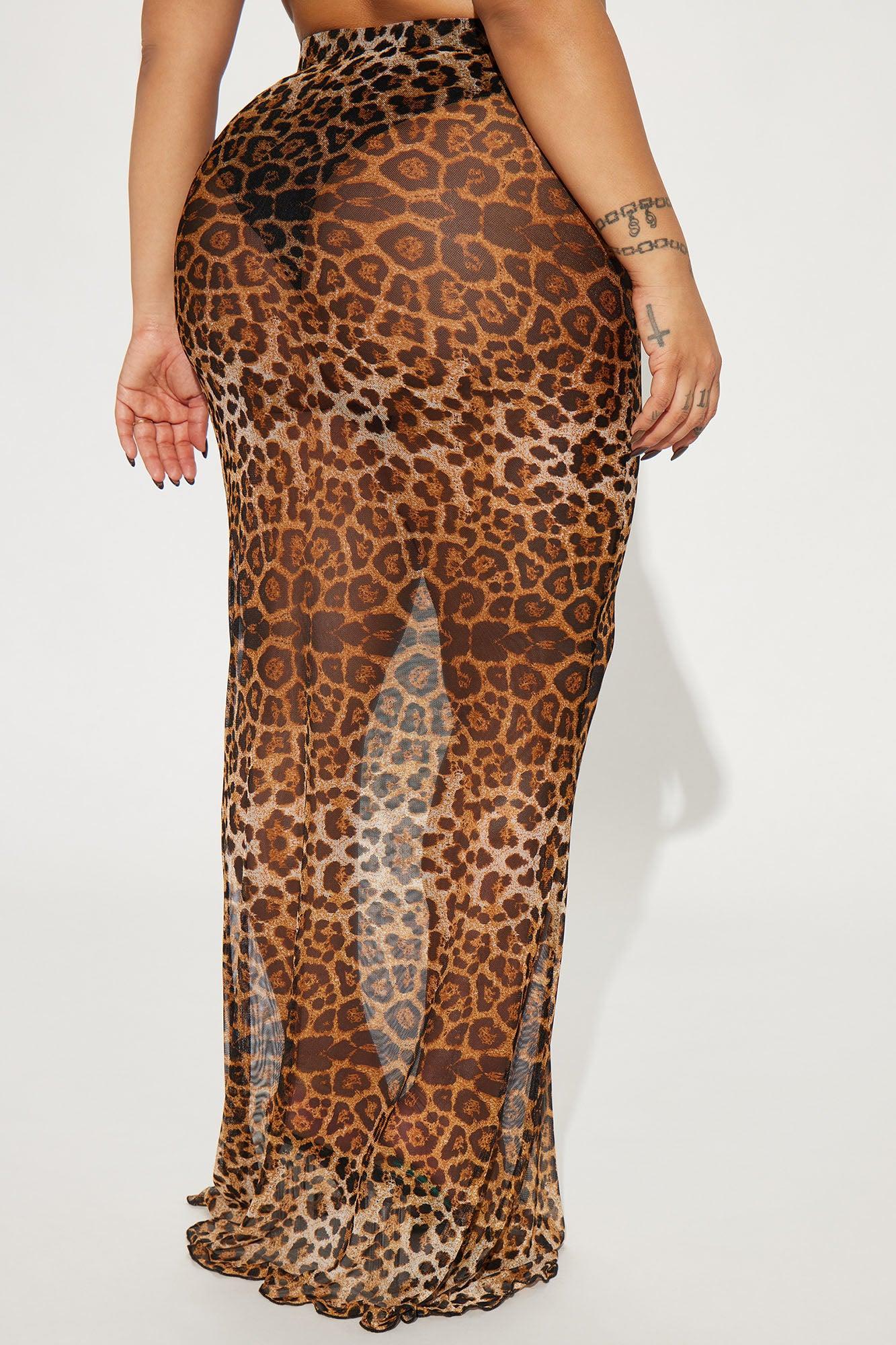 Catch Me Leopard Mesh Maxi Skirt - Brown/combo Product Image