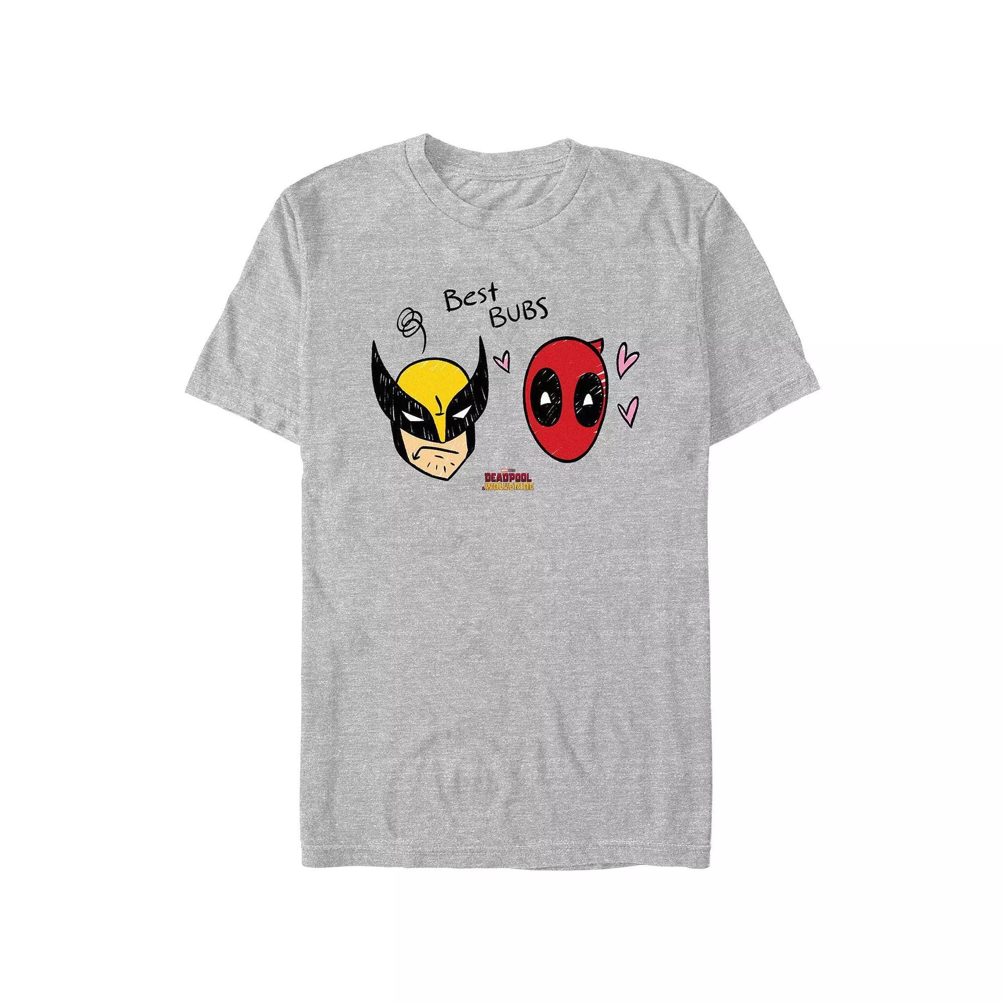 Men's Marvel Deadpool And Wolverine Best Bubs Graphic Tee, Size: Small, Athletic Grey Product Image