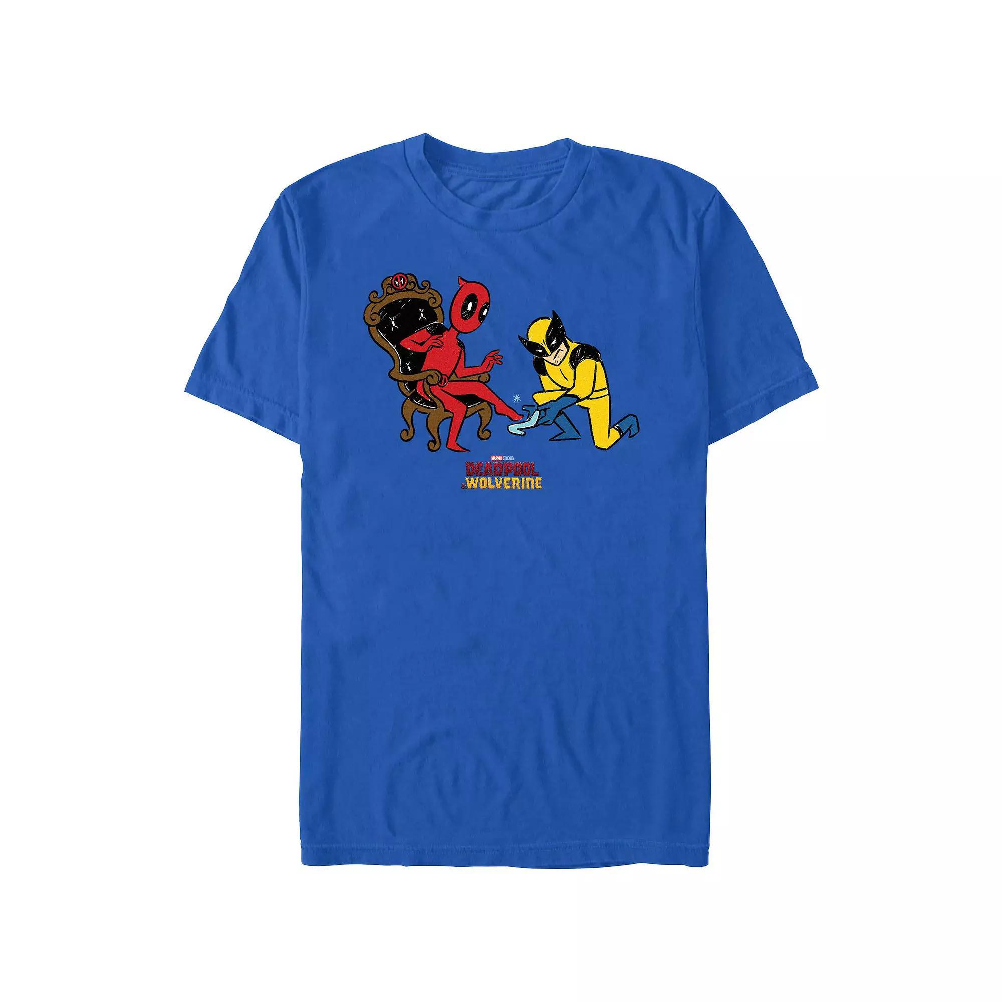 Men's Marvel Deadpool And Wolverine Glass Slipper Try-On Graphic Tee, Size: XL, Royal Product Image