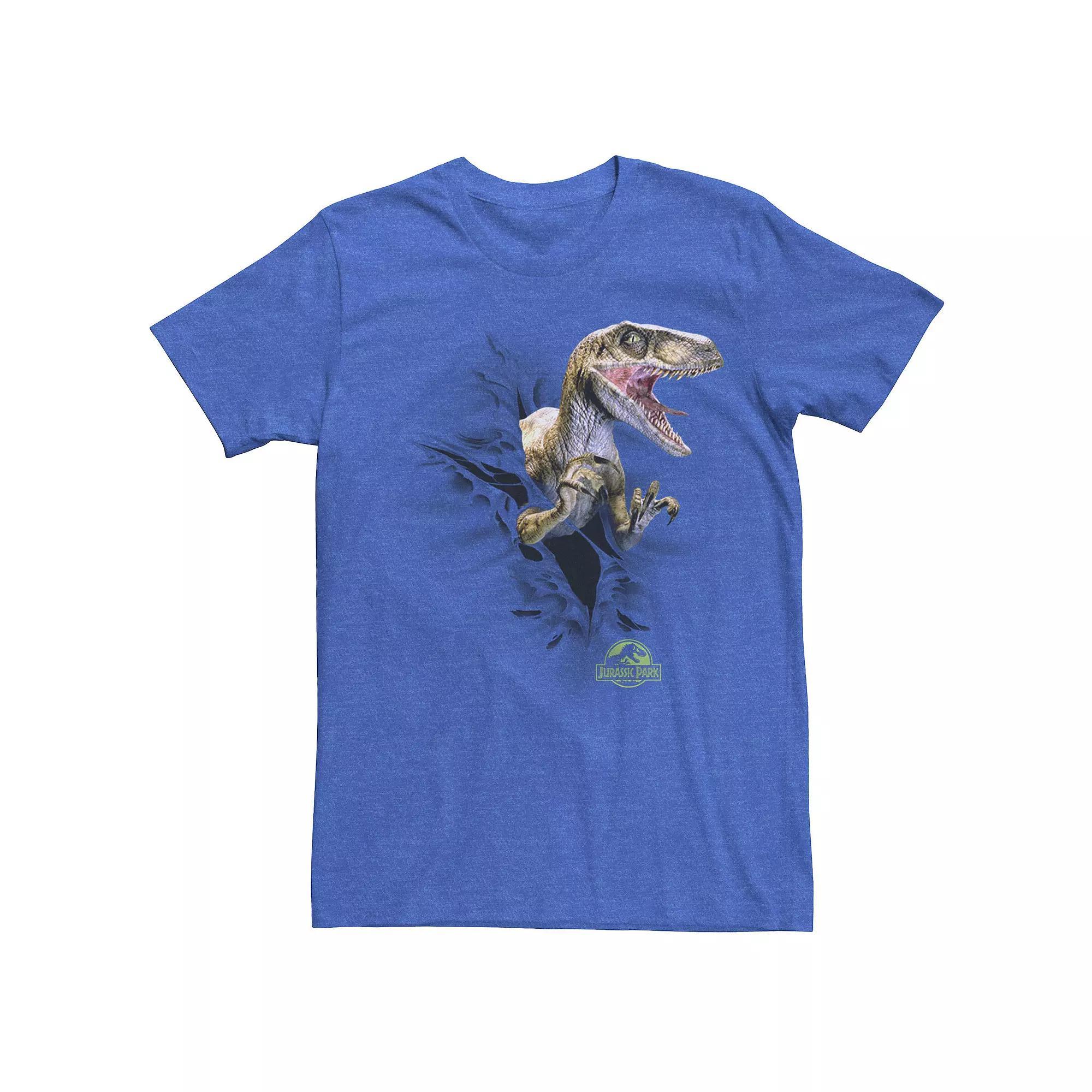 Men's Jurassic Park Ripping Velociraptor Graphic Tee, Size: XXL, Royal Grey Product Image