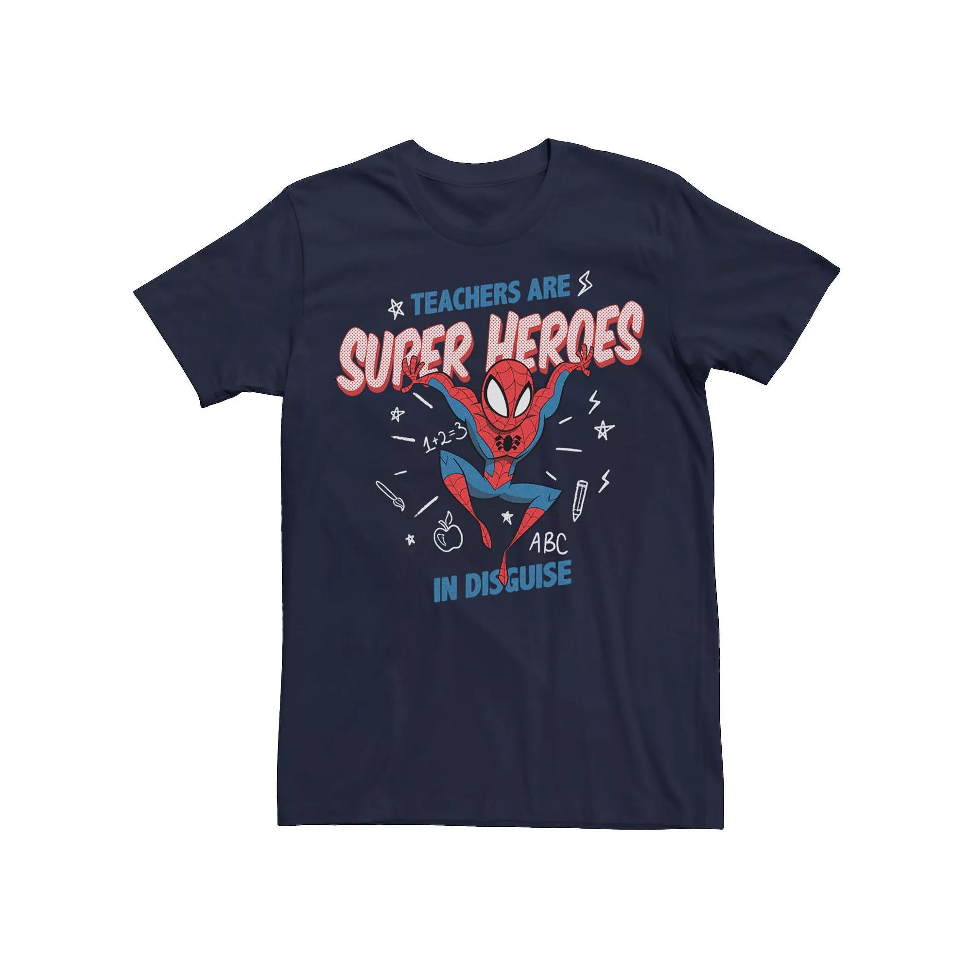 Men's Marvel Spider-Man Teachers Are Super Heroes Tee, Size: 3XL, Blue Product Image