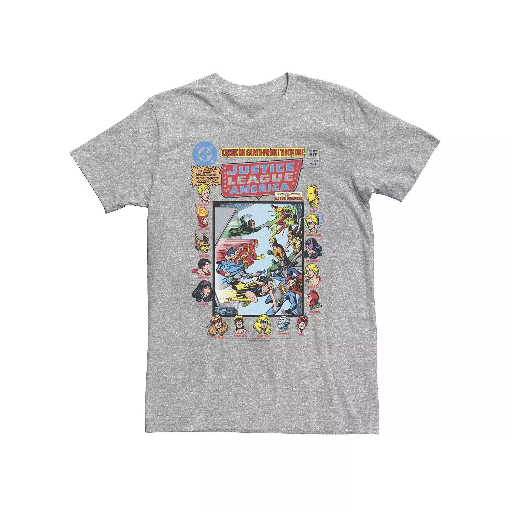 Big & Tall DC Comics Justice League Crisis On Earth Comic Cover Tee, Men's, Size: 3XL Tall, Athletic Grey Product Image