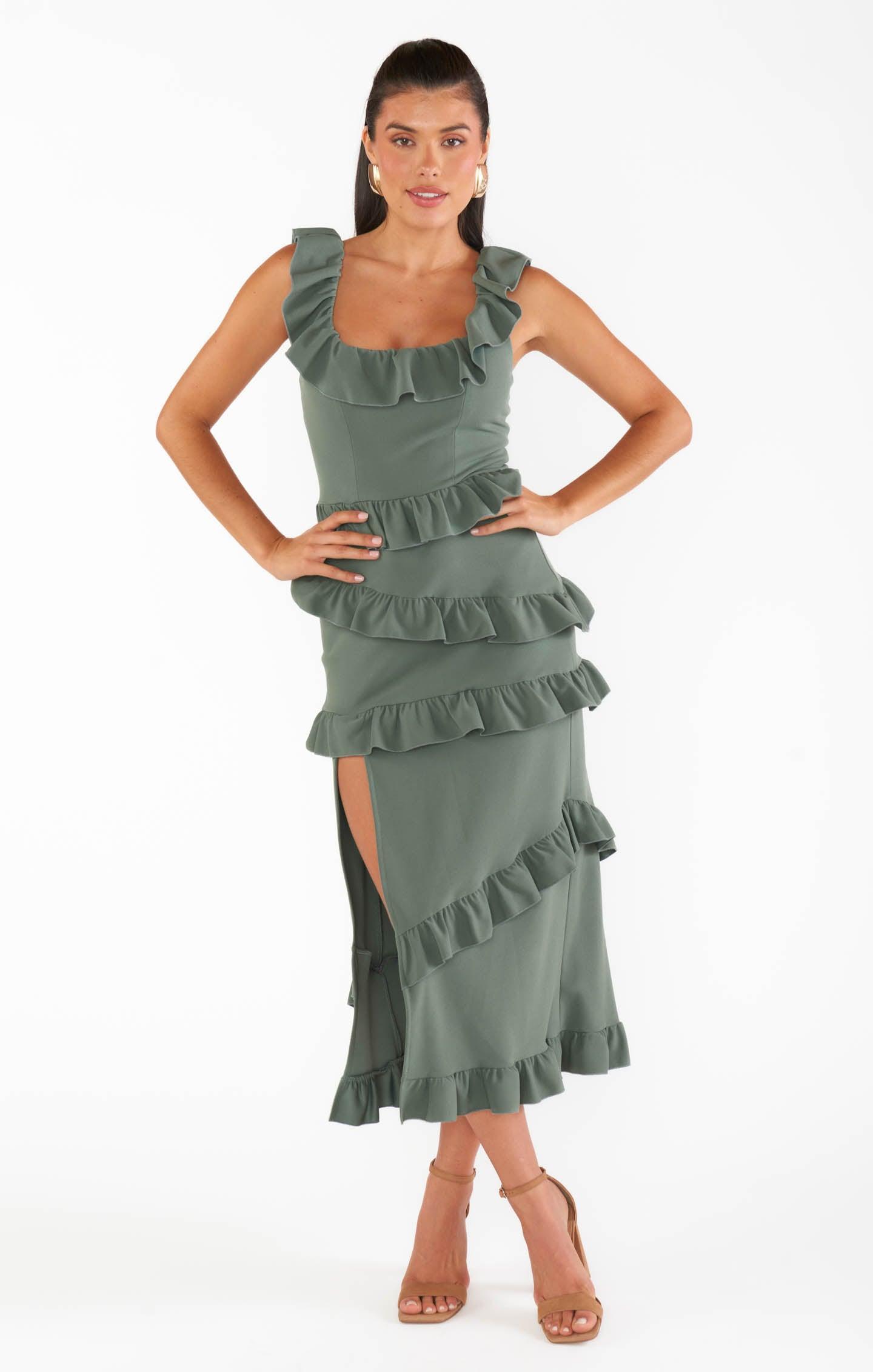 Greta Dress ~ Deep Sage Stretch Product Image