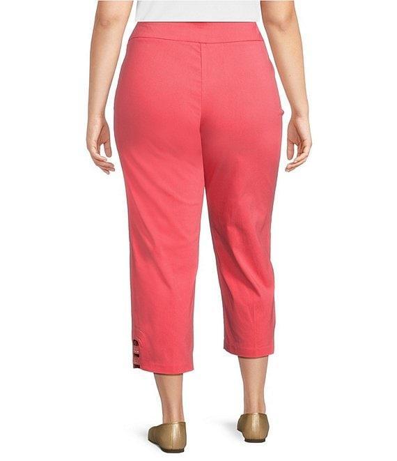 Allison Daley Plus Size Lattice Hem Pull-On Straight Leg Cropped Pants Product Image