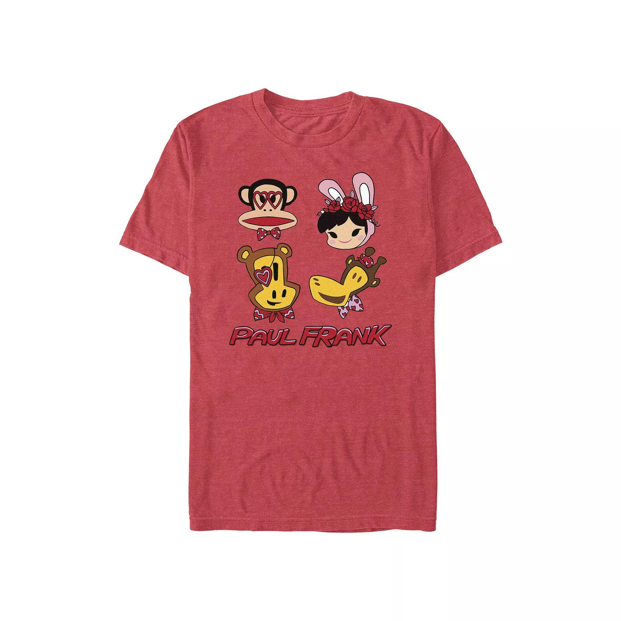 Men's Paul Frank Valentine's Day Friends Graphic Tee, Size: XS, Red Grey Product Image