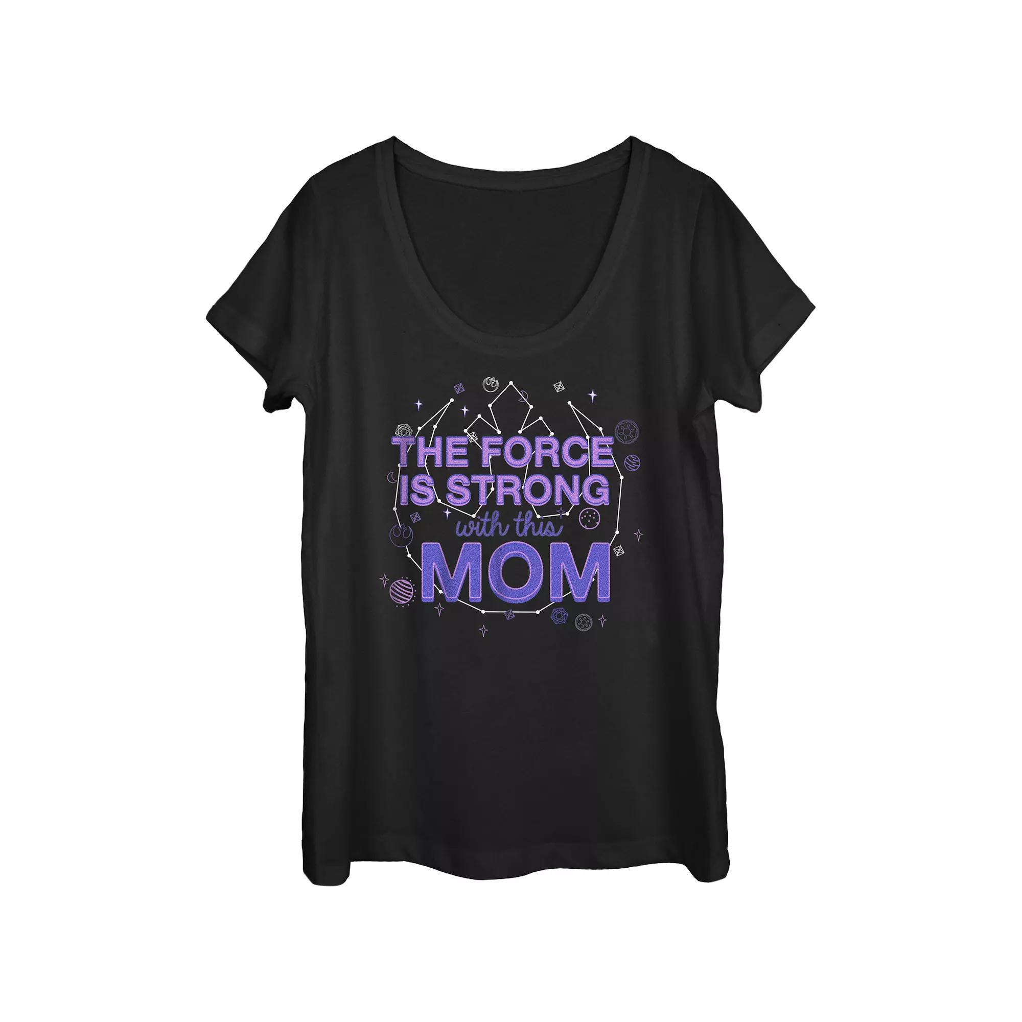 Juniors' Star Wars The Force Is Strong With This Mom Rebel Logo Scoop Neck Graphic Tee, Girl's,  Product Image