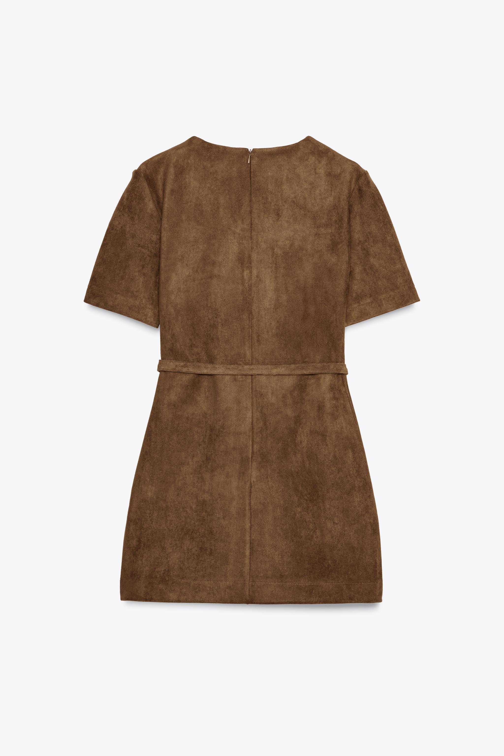 BELTED SUEDE-EFFECT DRESS Product Image