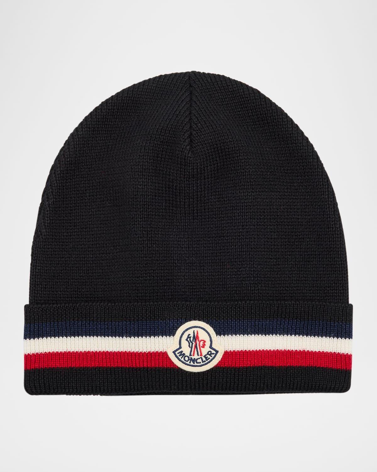 Mens Striped-Trim Wool Beanie Product Image