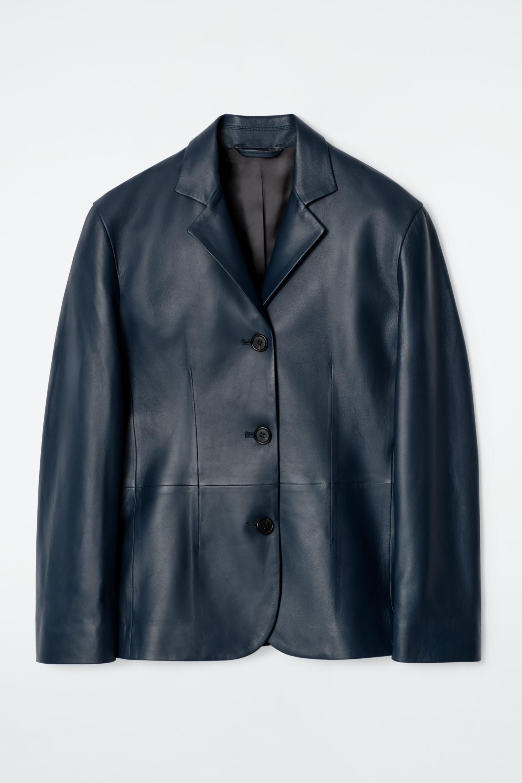 LEATHER SINGLE-BREASTED BLAZER Product Image