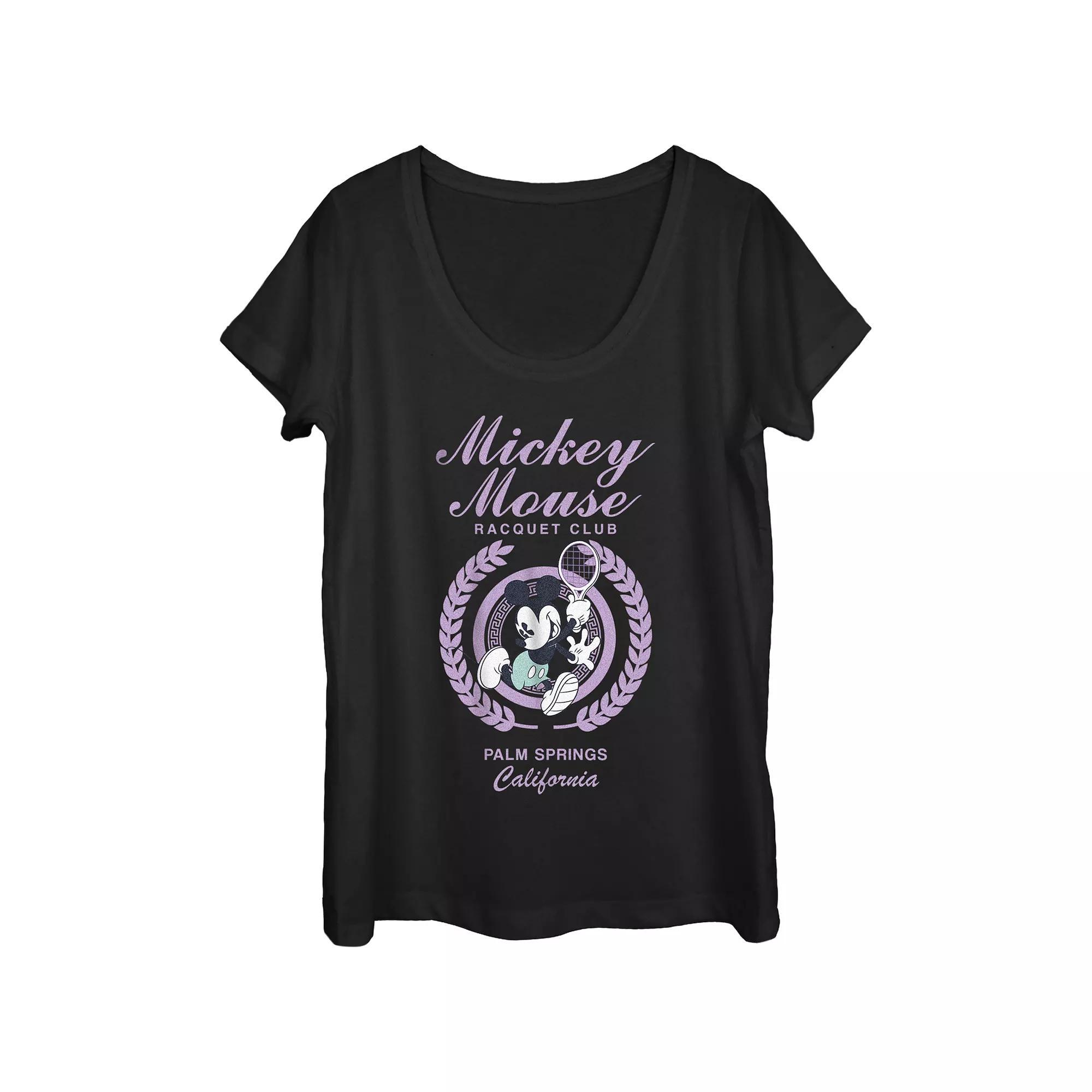 Disney's Mickey Mouse Raquet Club Scoop Neck Juniors' Graphic Tee, Women's, Size: XL, Black Product Image